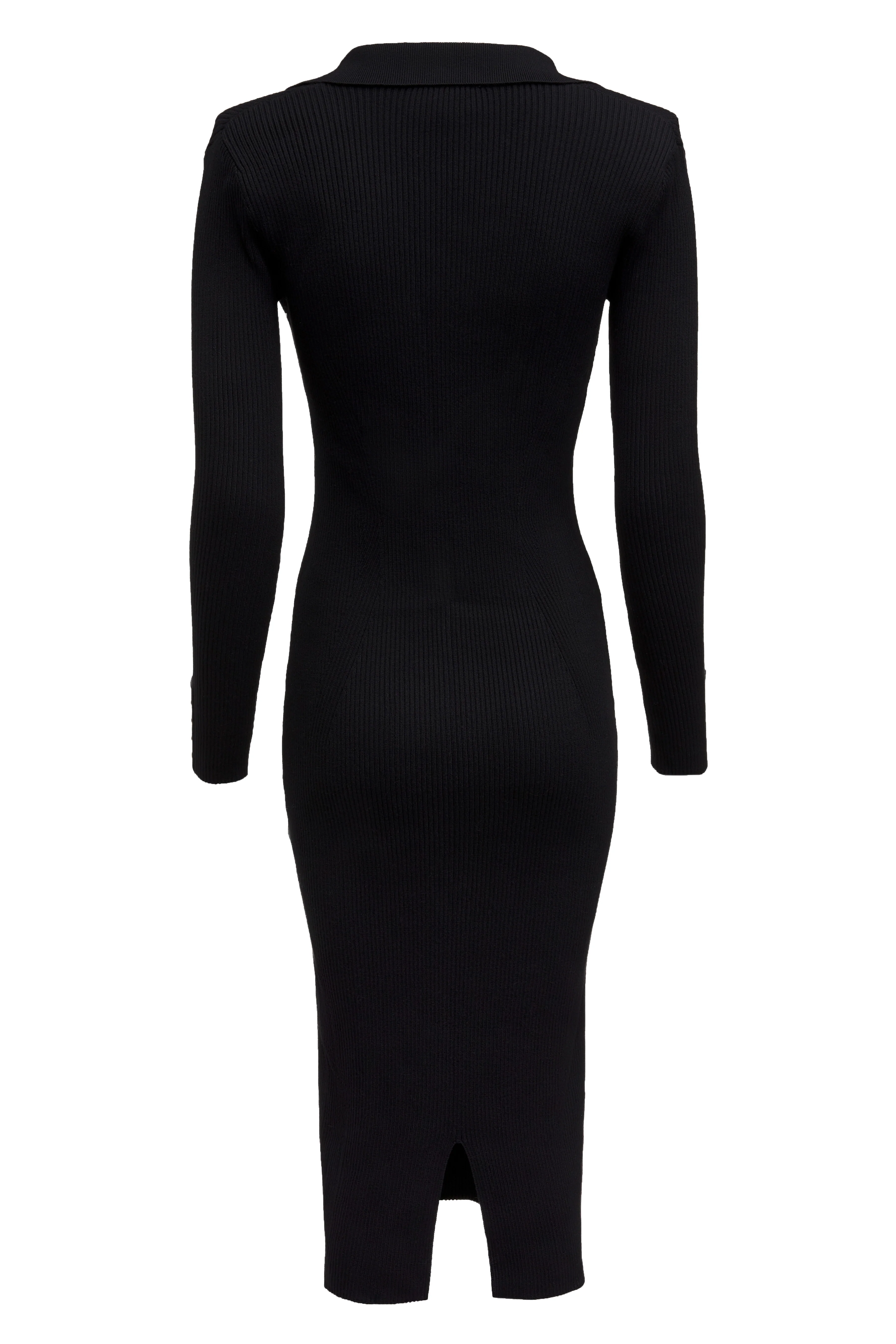 Knitted Shirt Dress (Black) - Image 8