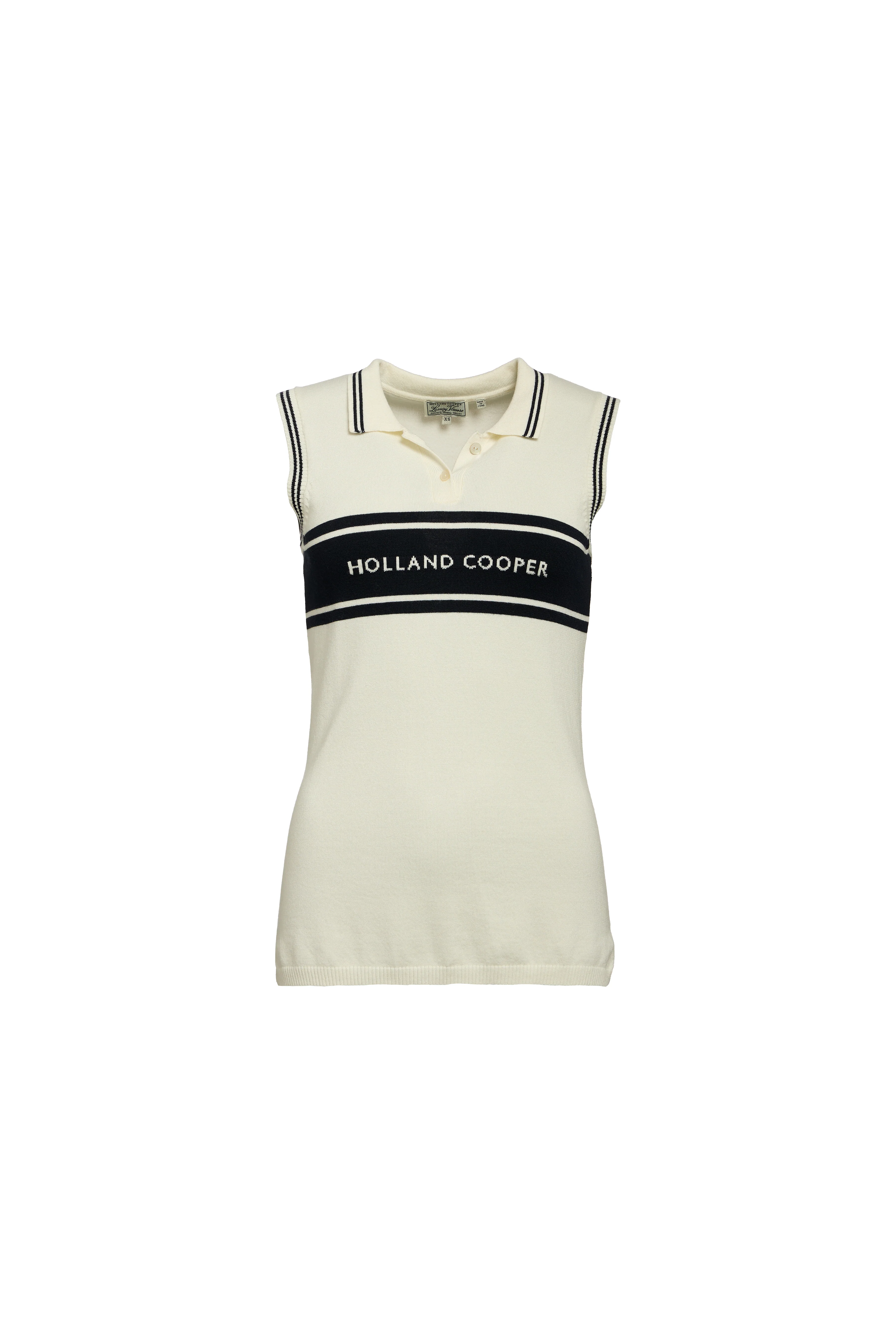 Layla Sleeveless Knitted Polo (Natural) - Image 4