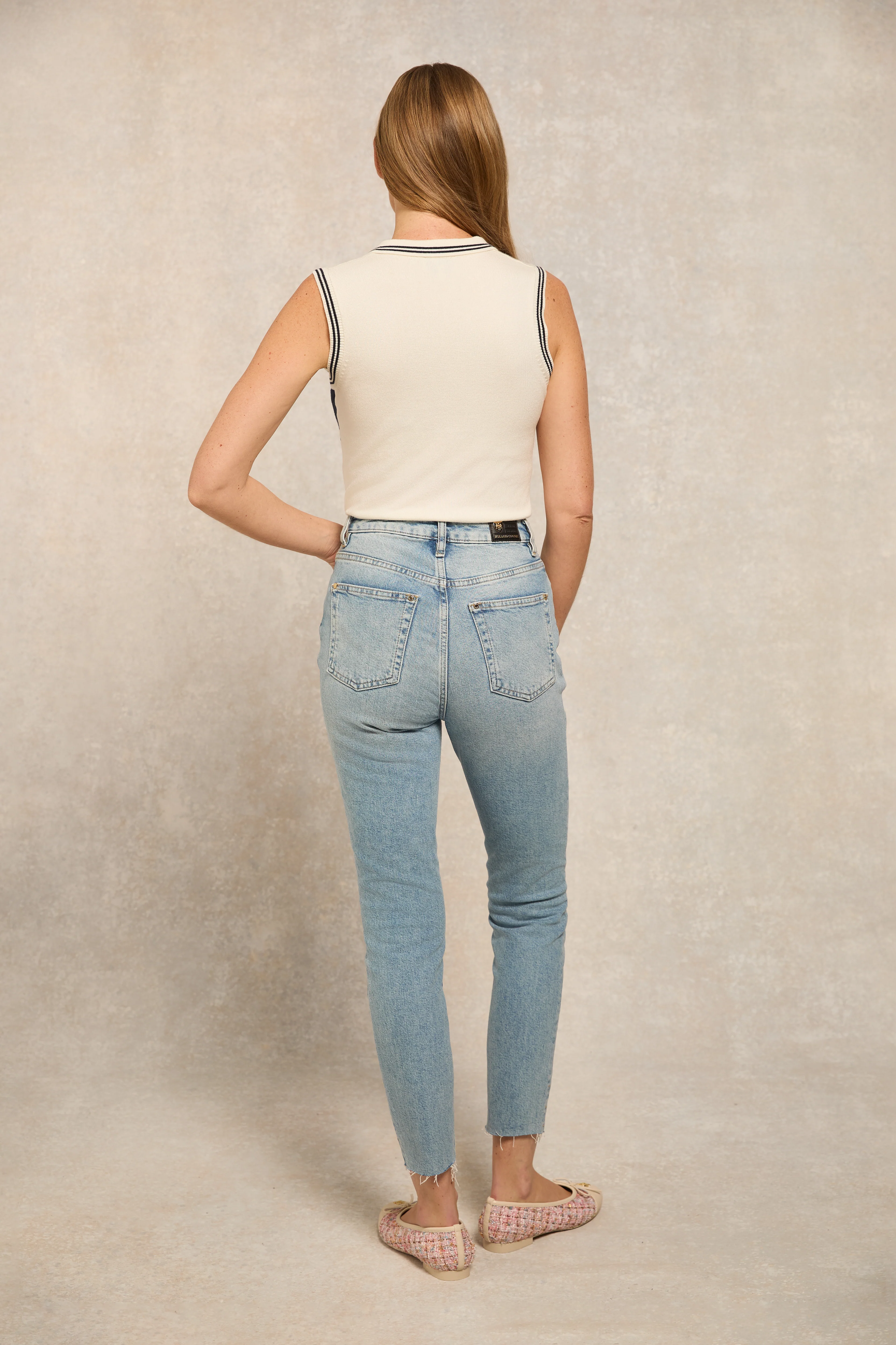 Layla Sleeveless Knitted Polo (Natural) - Image 5