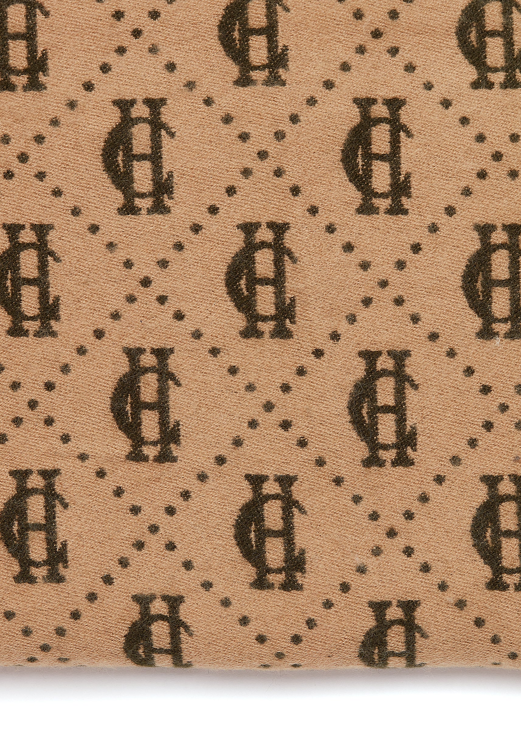 Lightweight Monogram Scarf (Light Camel Forest Green) - Image 5