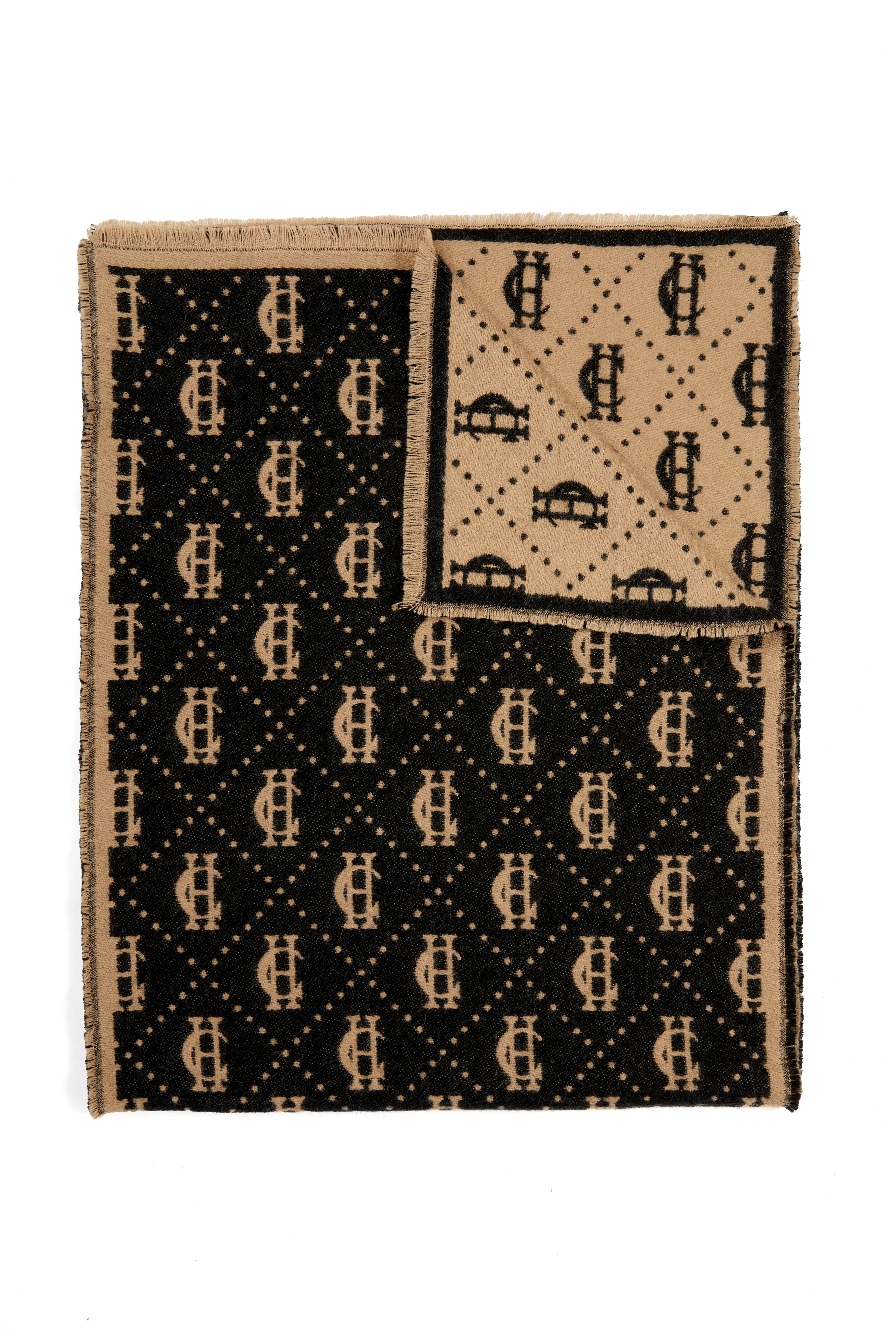Lightweight Monogram Scarf (Tan Black) - Image 2