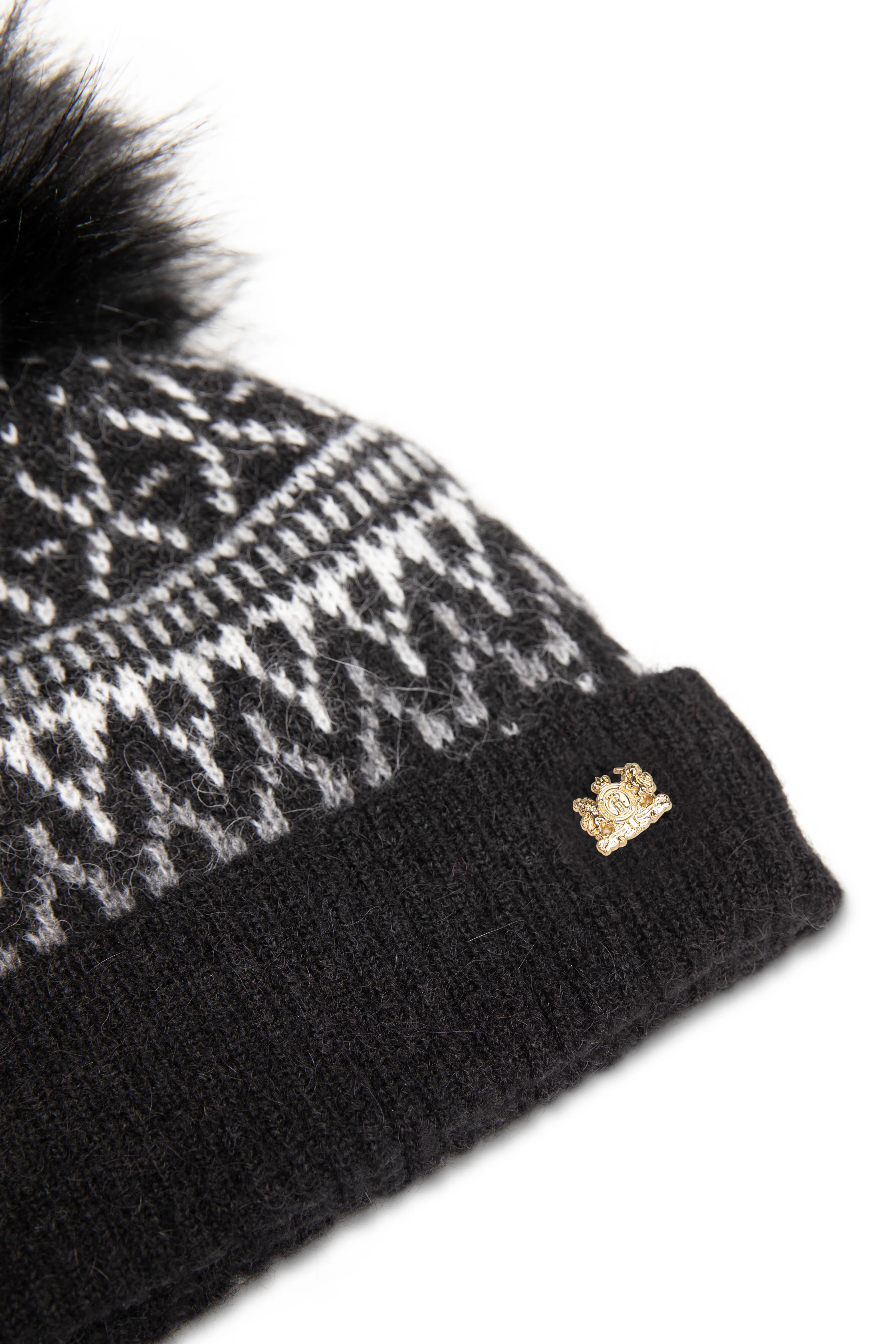 Little Fairisle Bobble Hat (Black) - Image 2