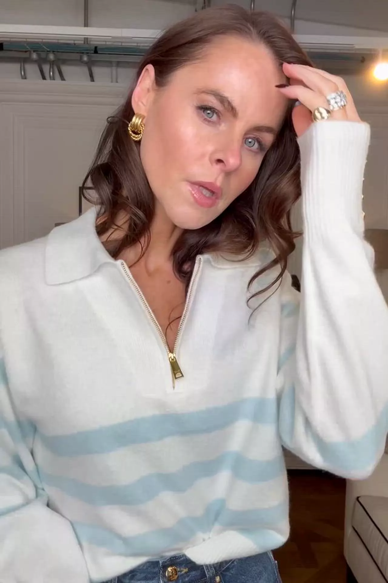 Lydia Quarter Zip Knit (Natural Powder Blue) - Image 5