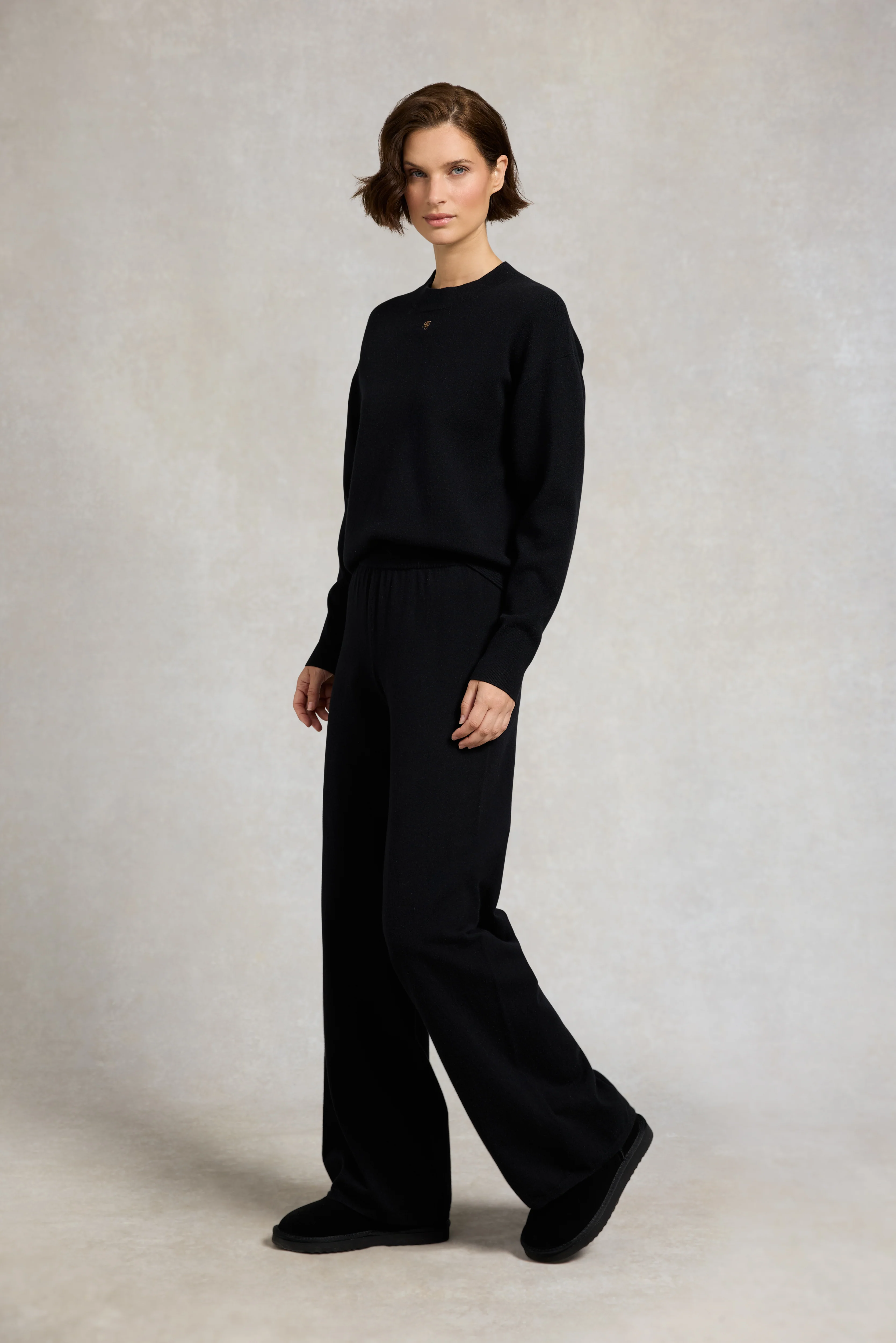 Maria Knitted Wide Leg Pant (Black) - Image 2