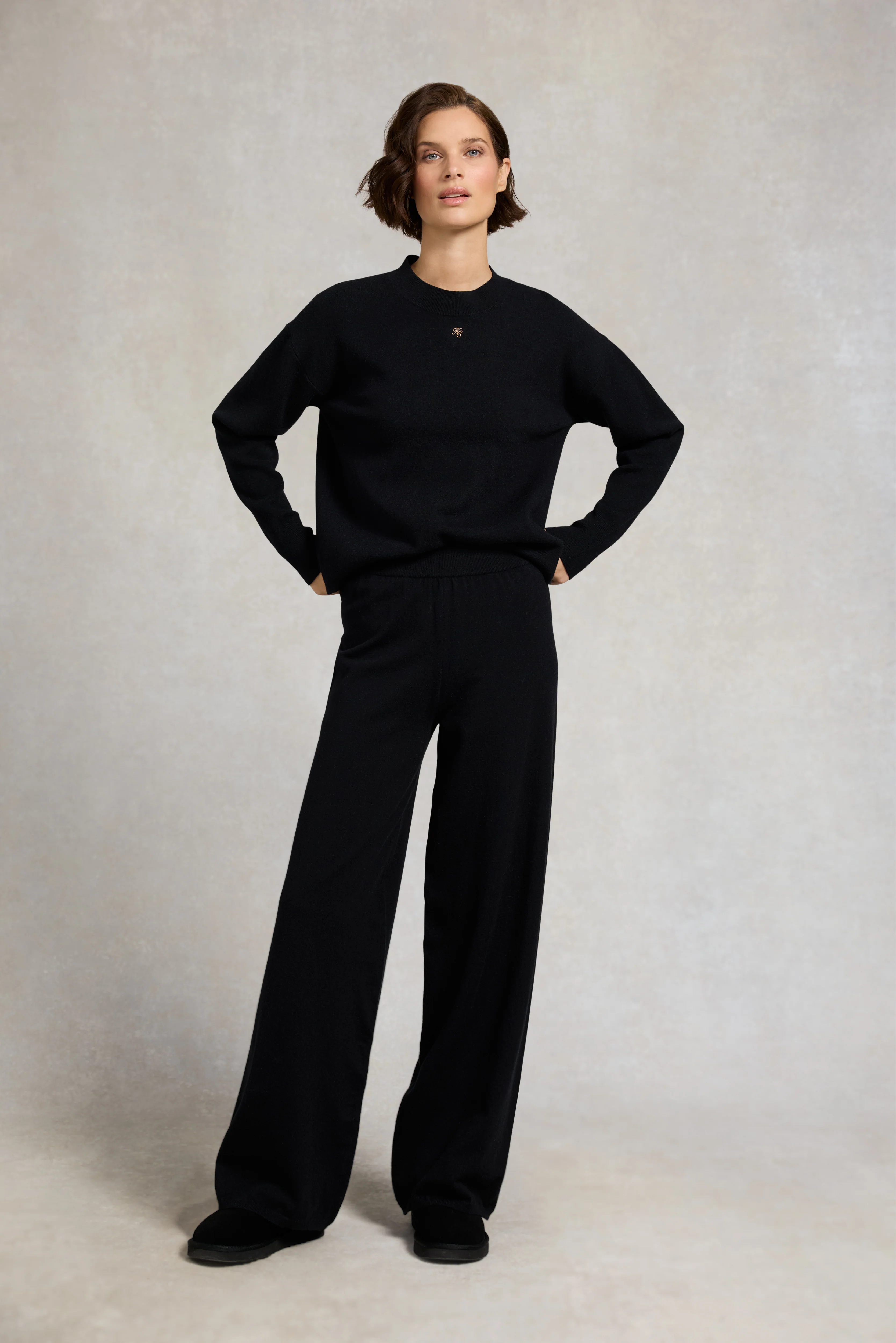 Maria Knitted Wide Leg Pant (Black) - Image 5