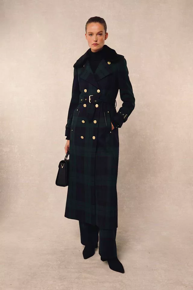 Marlborough Shearling Trench Coat (Blackwatch) - Image 5