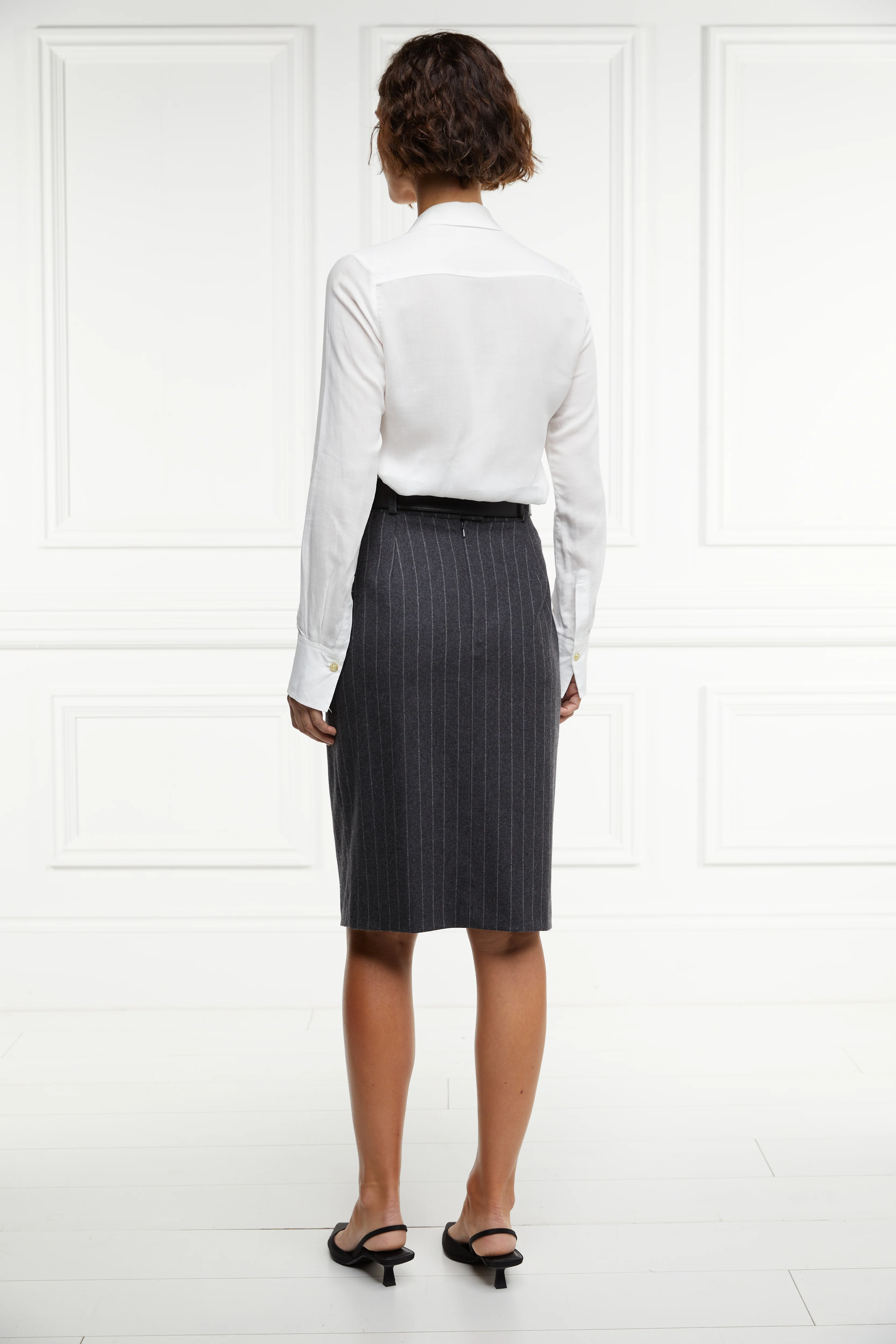 Mayfair Pencil Skirt (Charcoal Pinstripe) - Image 6