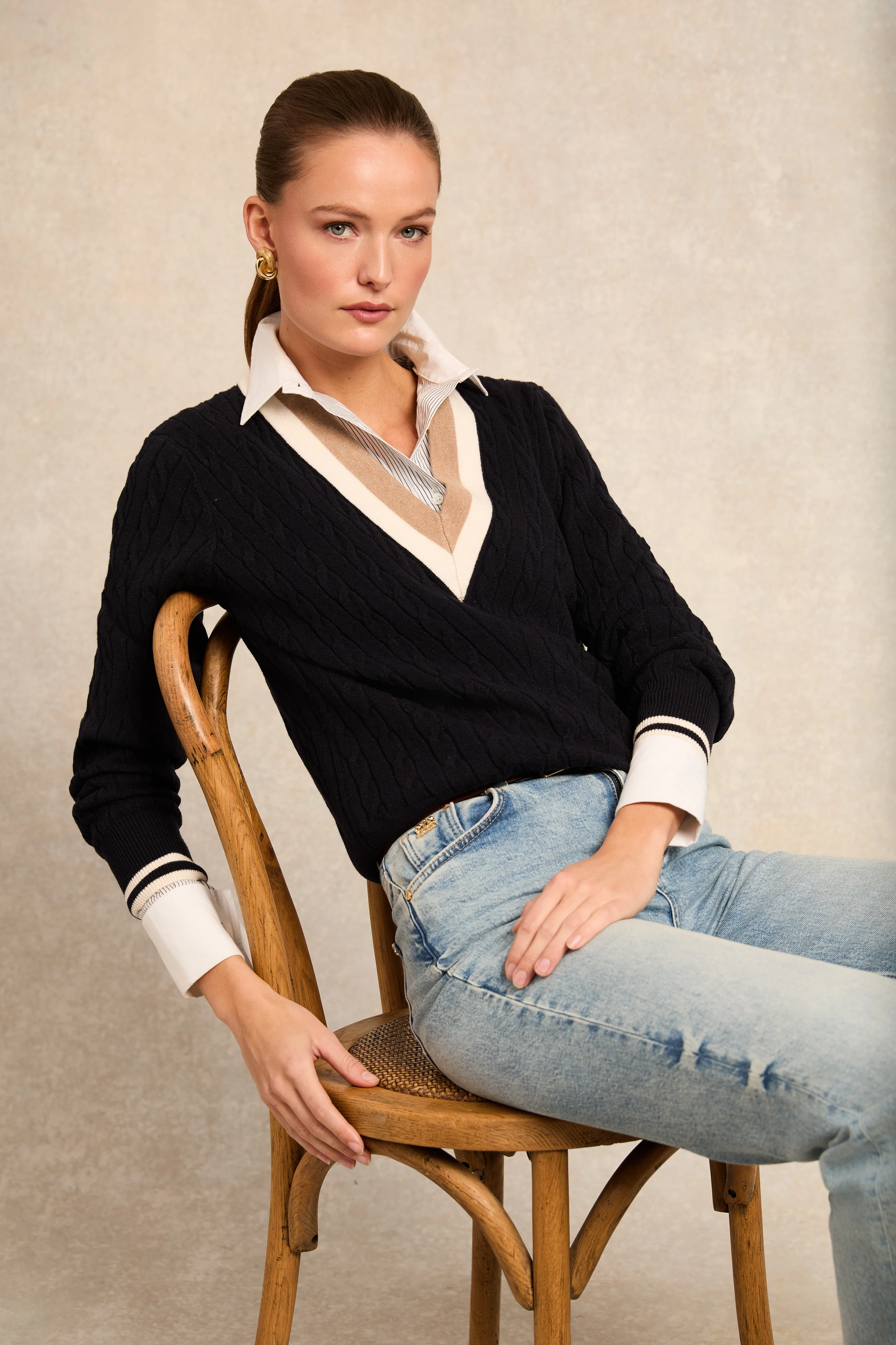 Melissa V Neck Knit (Ink Navy) - Image 7