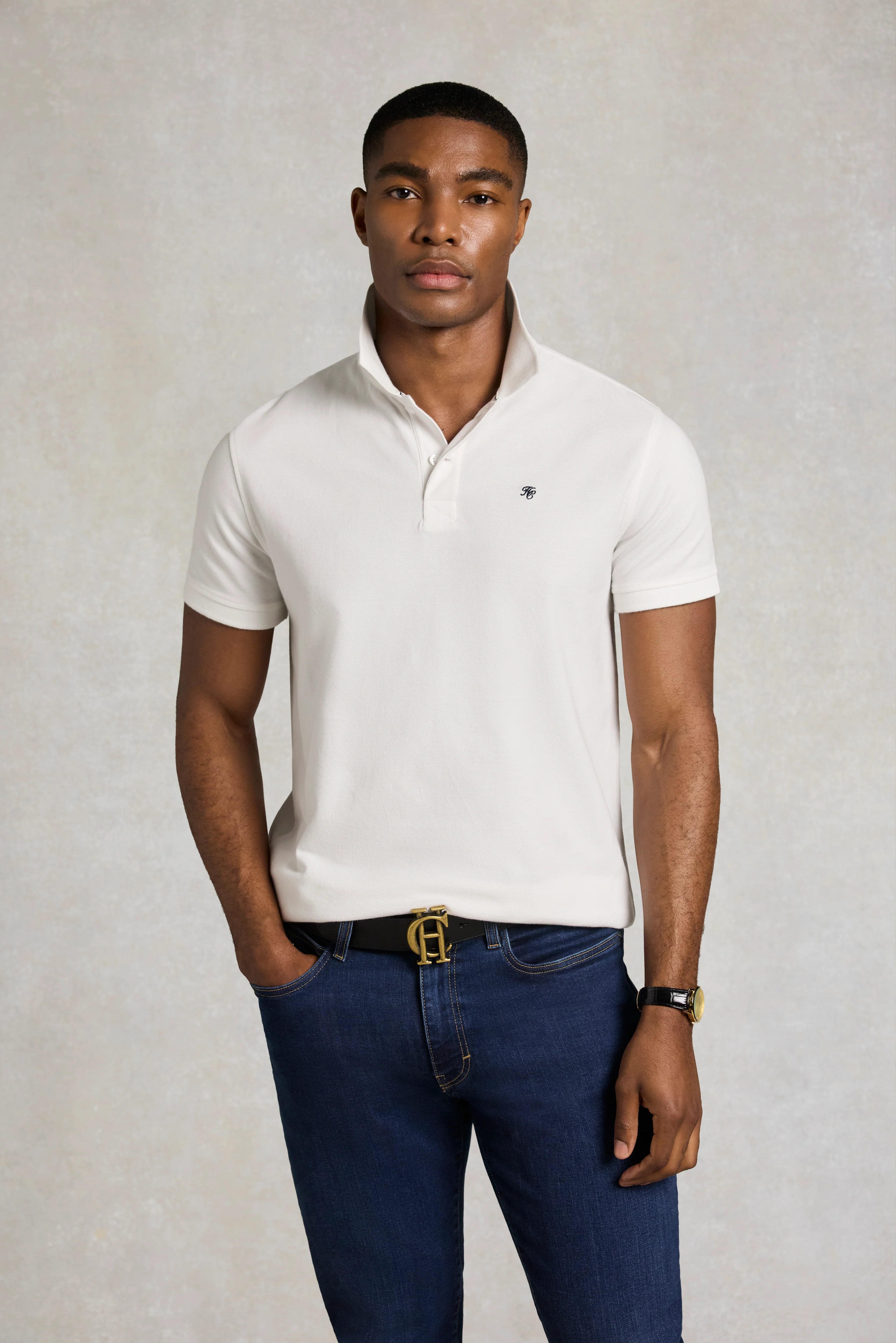 Men's Classic Short Sleeve Polo Shirt (White)