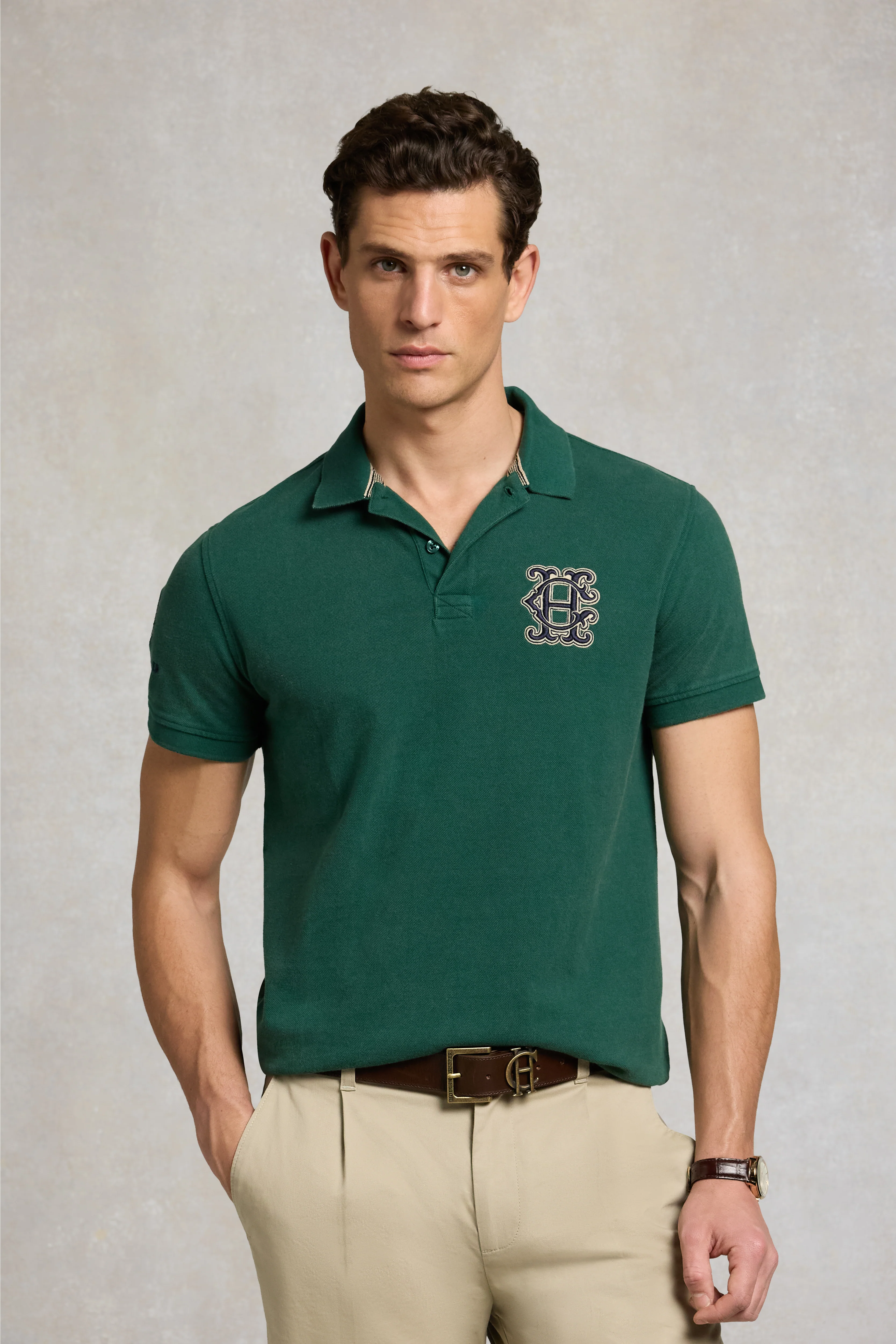 Men's Heritage Short Sleeve Polo Shirt (Ivy Green) - Image 2
