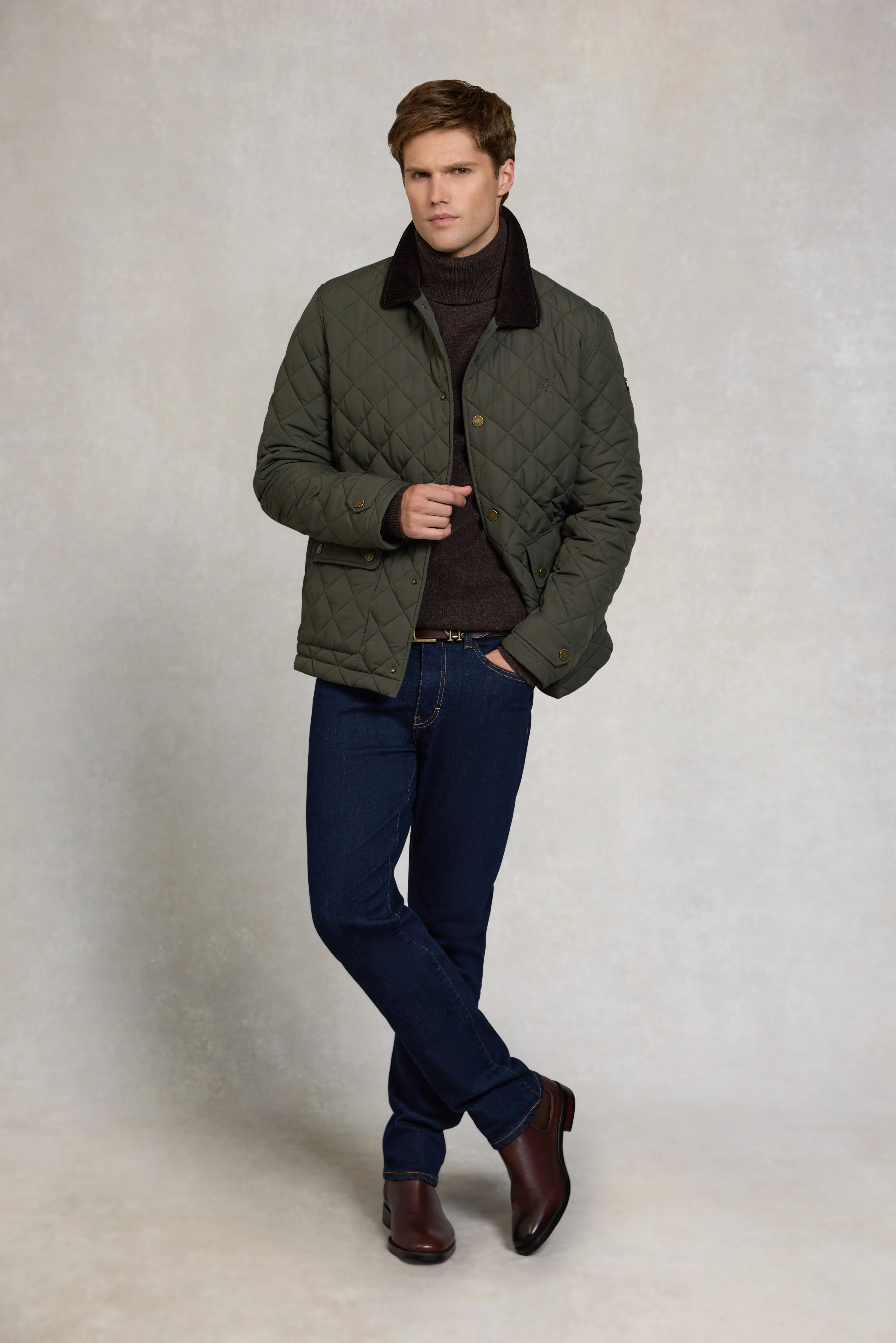 Men's Quilted Liner Jacket (Army Khaki) - Image 8