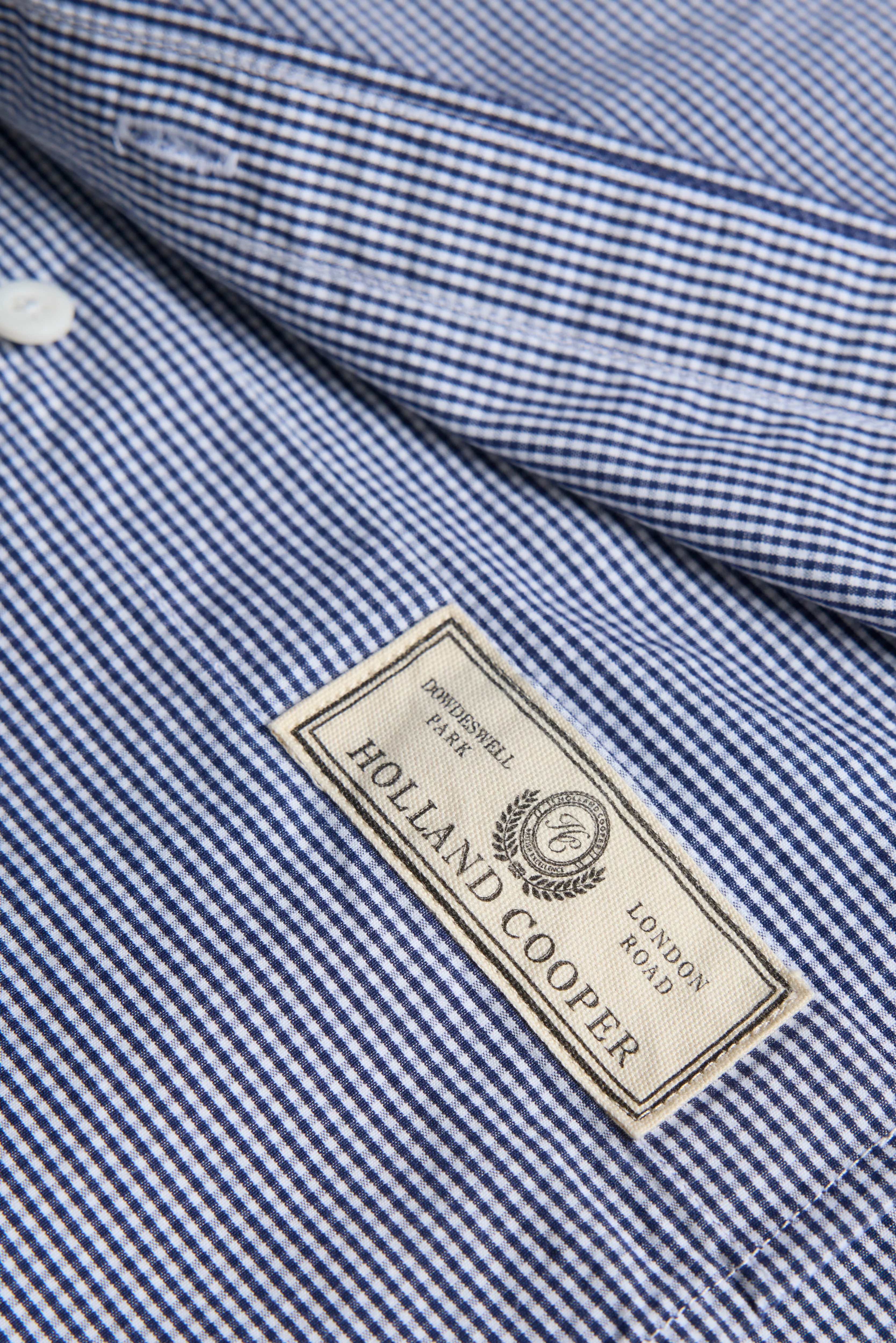 Men's Tailored Fit Button Down Shirt (Micro Navy Gingham) - Image 9