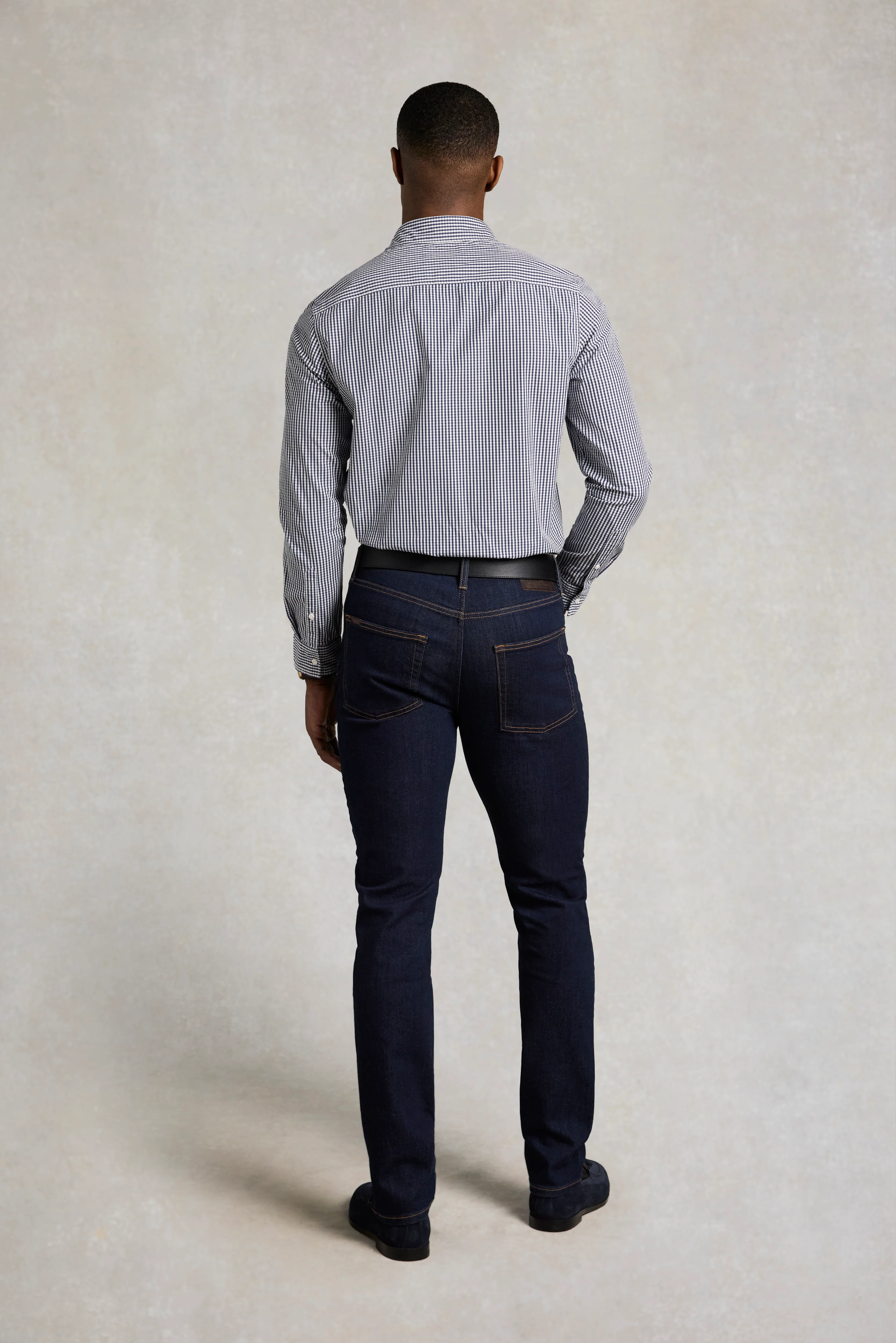 Men's Tailored Fit Button Down Shirt (Navy Gingham) - Image 4