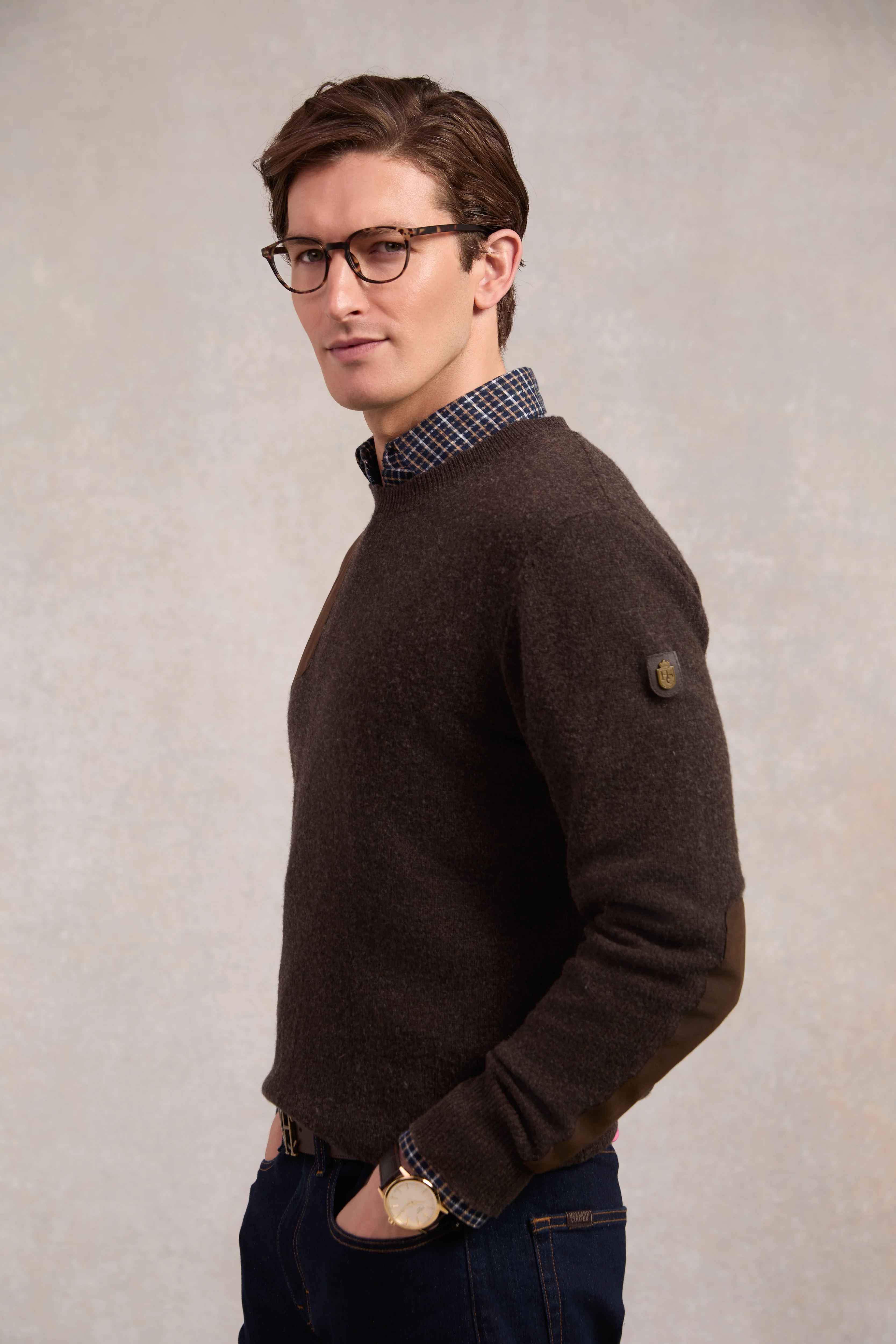 Country Crew Neck Knit (Chocolate) - Image 2