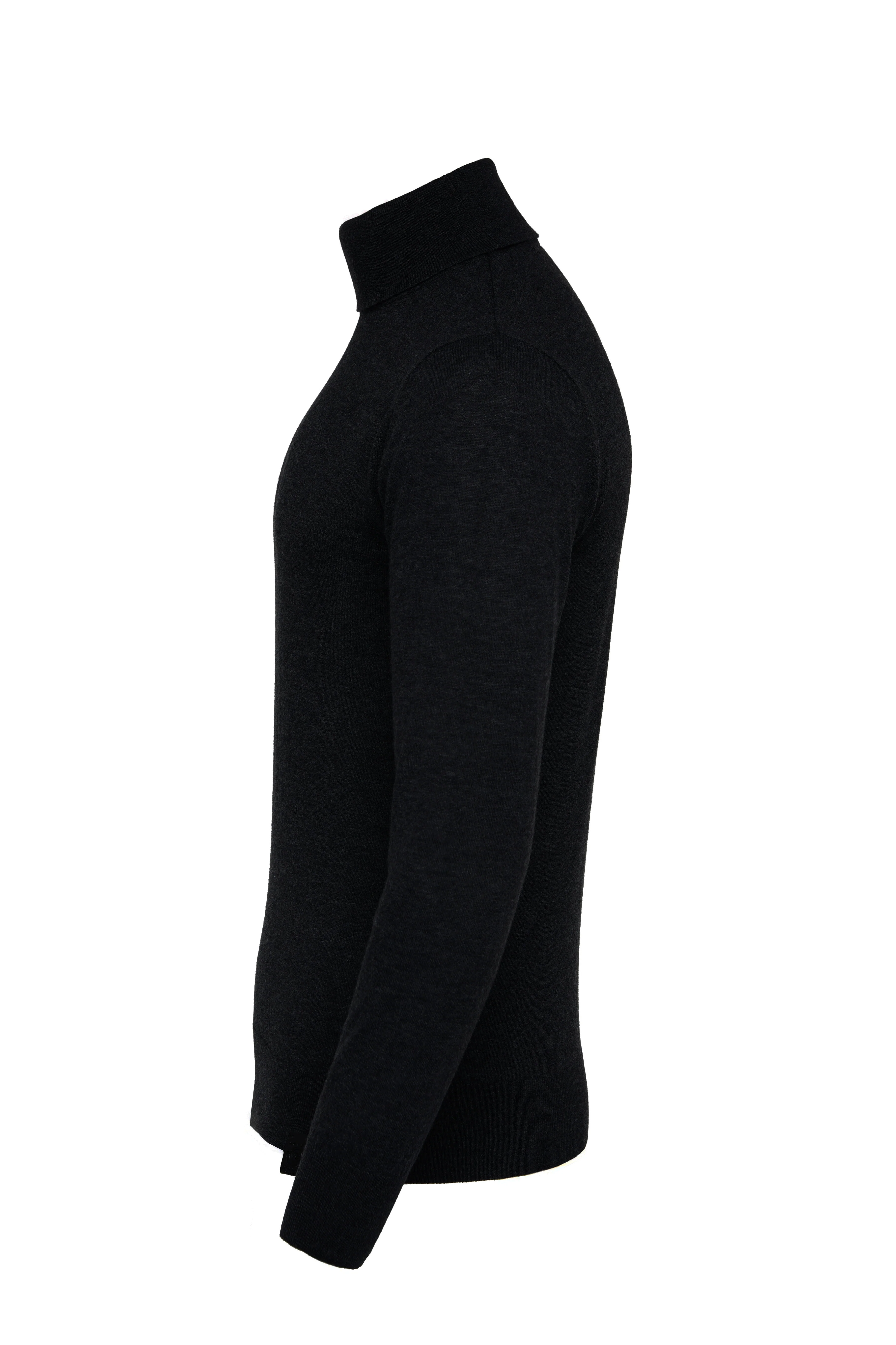 Fine Roll Neck Knit (Black) - Image 7