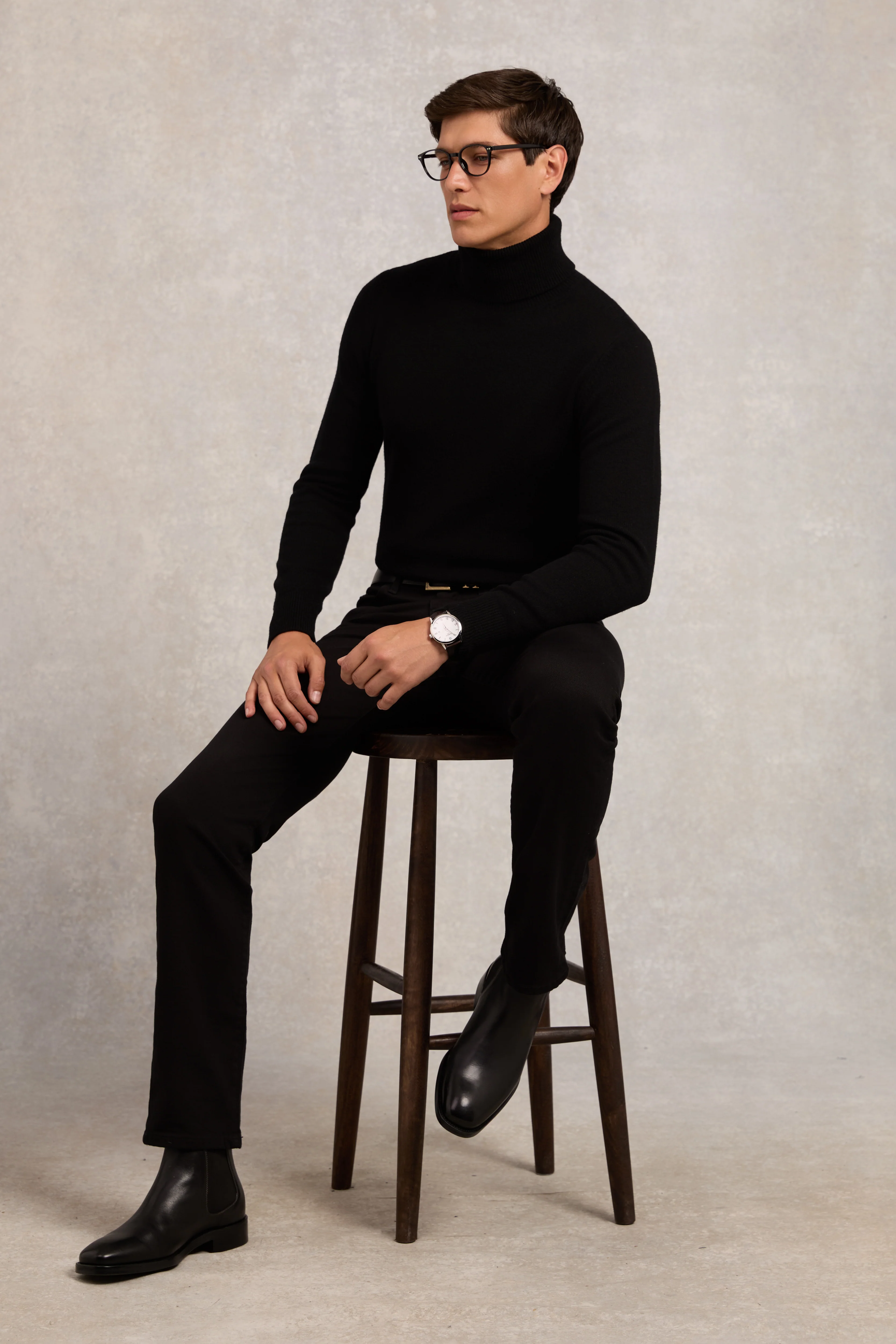 Fine Roll Neck Knit (Black) - Image 8