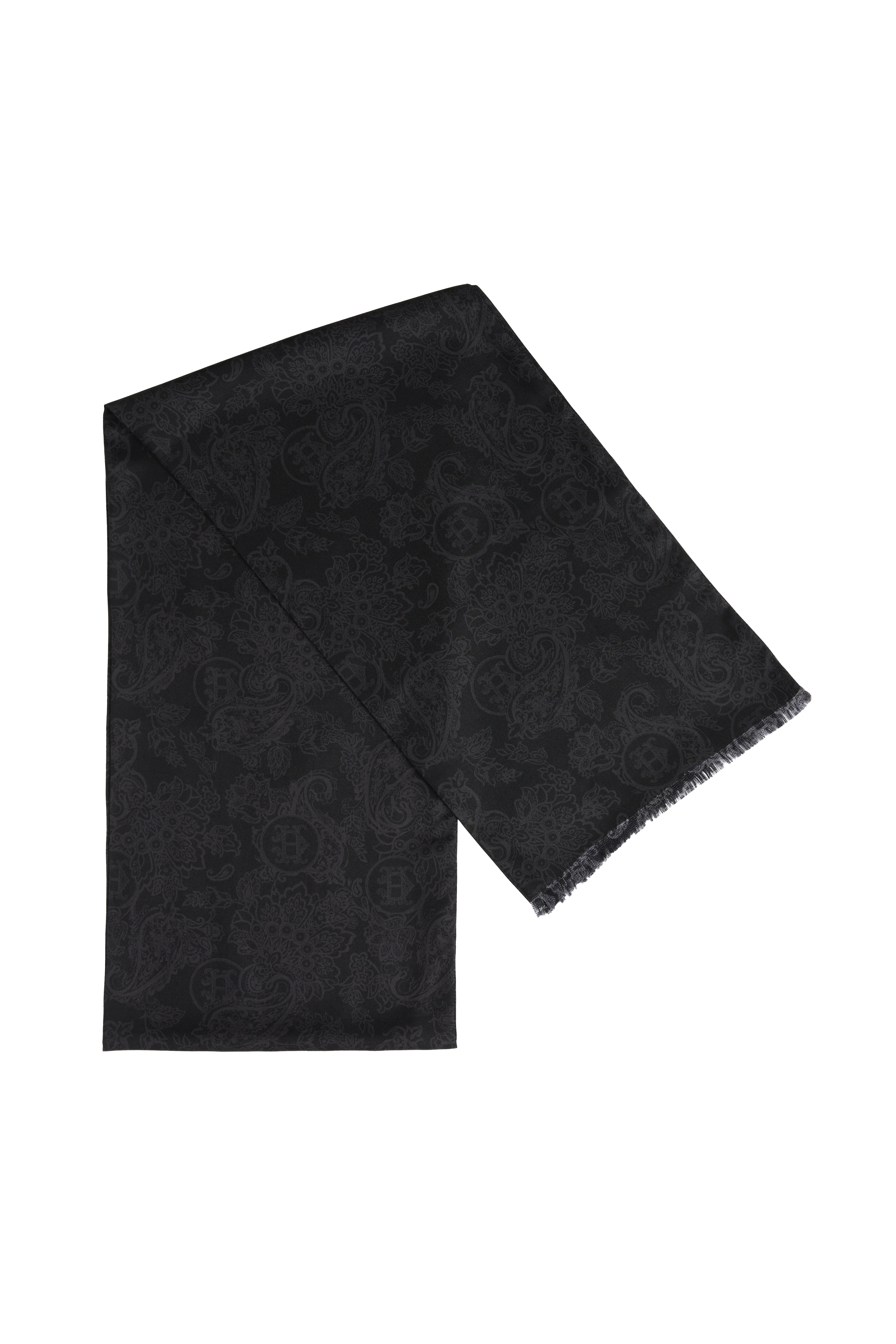 Men's Silk Scarf (Black Charcoal Paisley) - Image 4