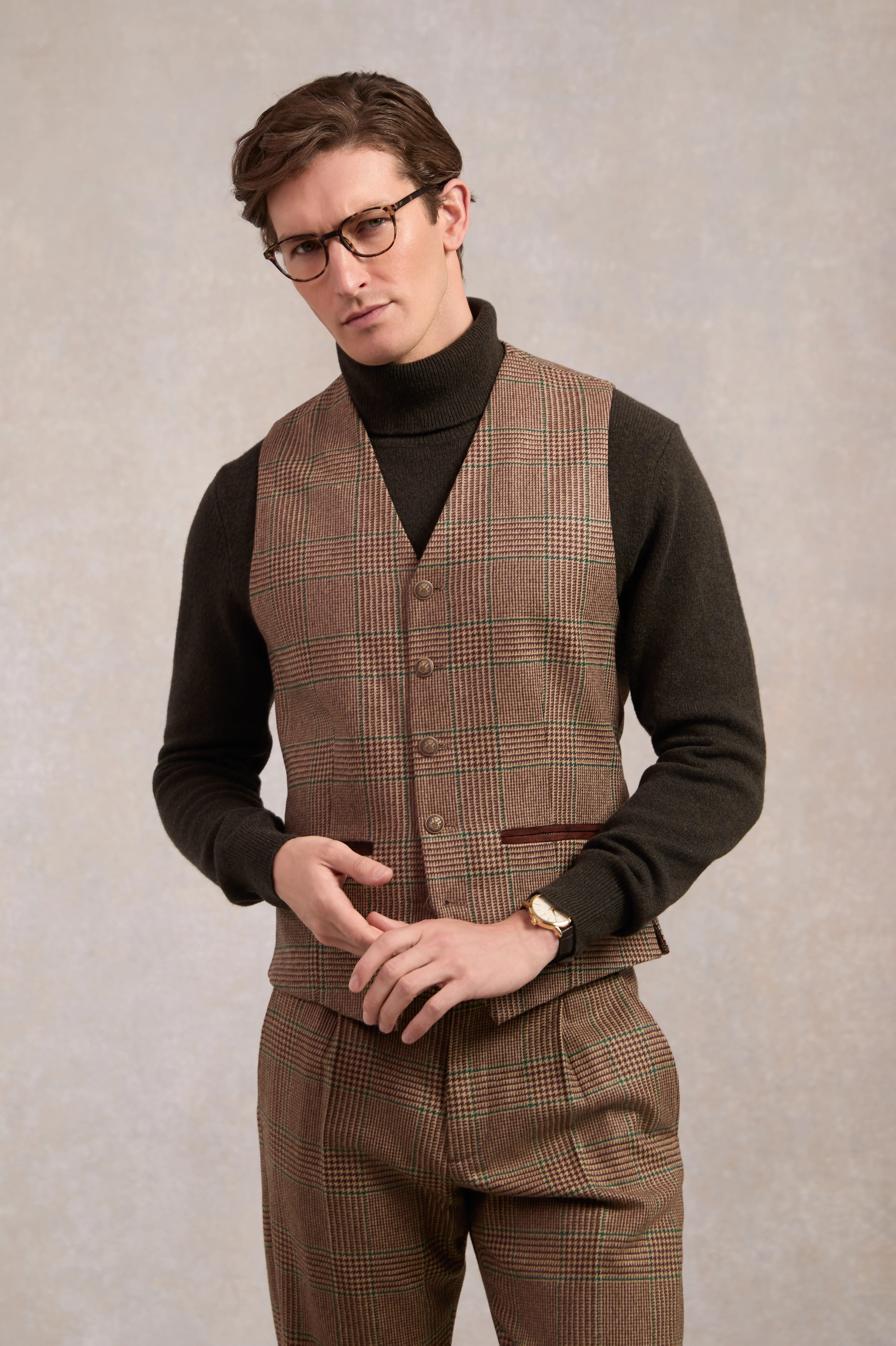 St James Waistcoat (Clarence Check Forest) - Image 7