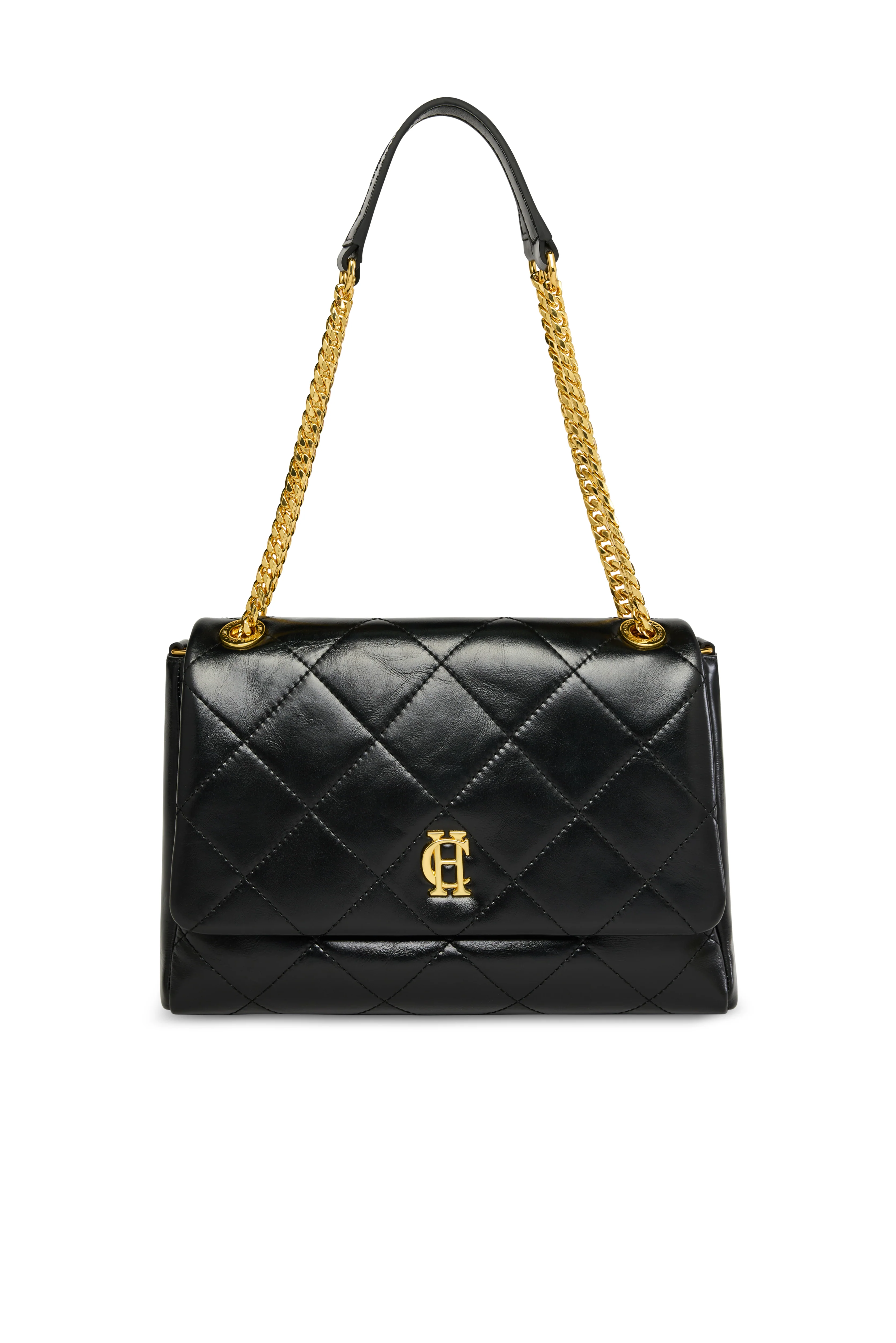 Milan Midi Shoulder Bag (Black Leather) - Image 4