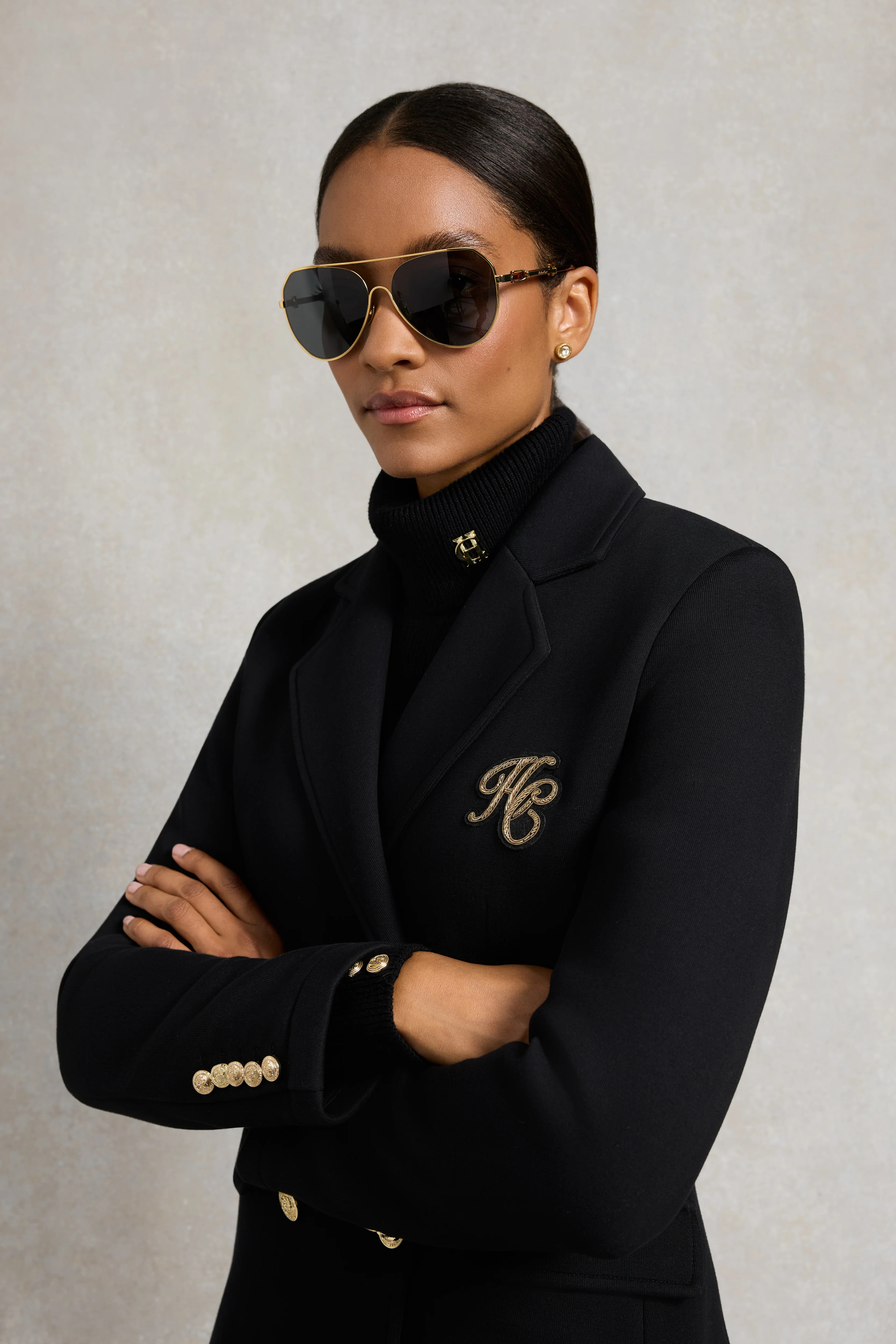 Milano Aviator Sunglasses (Gold) - Image 2