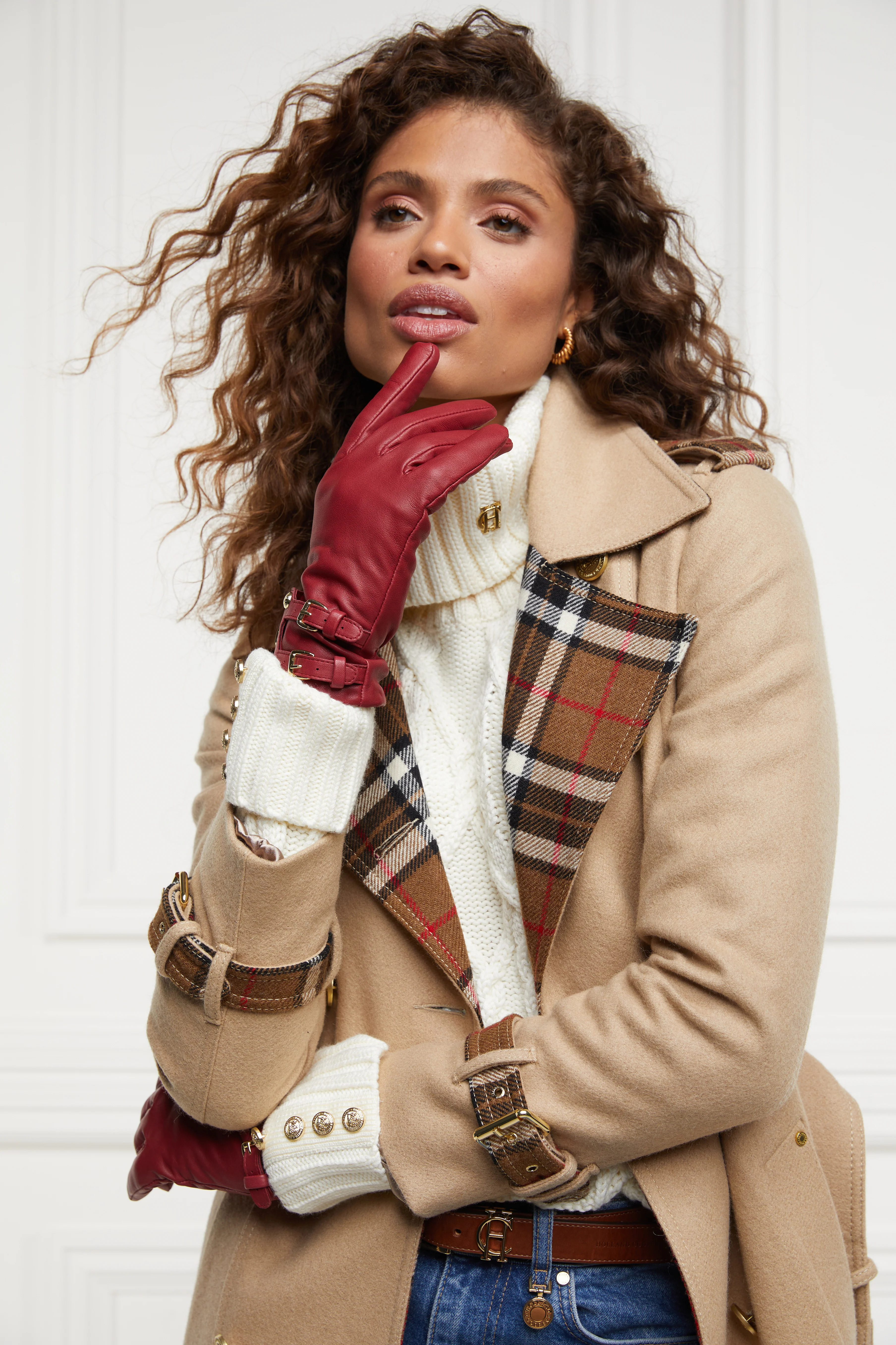 Monogram Leather Gloves (Mulberry) - Image 5