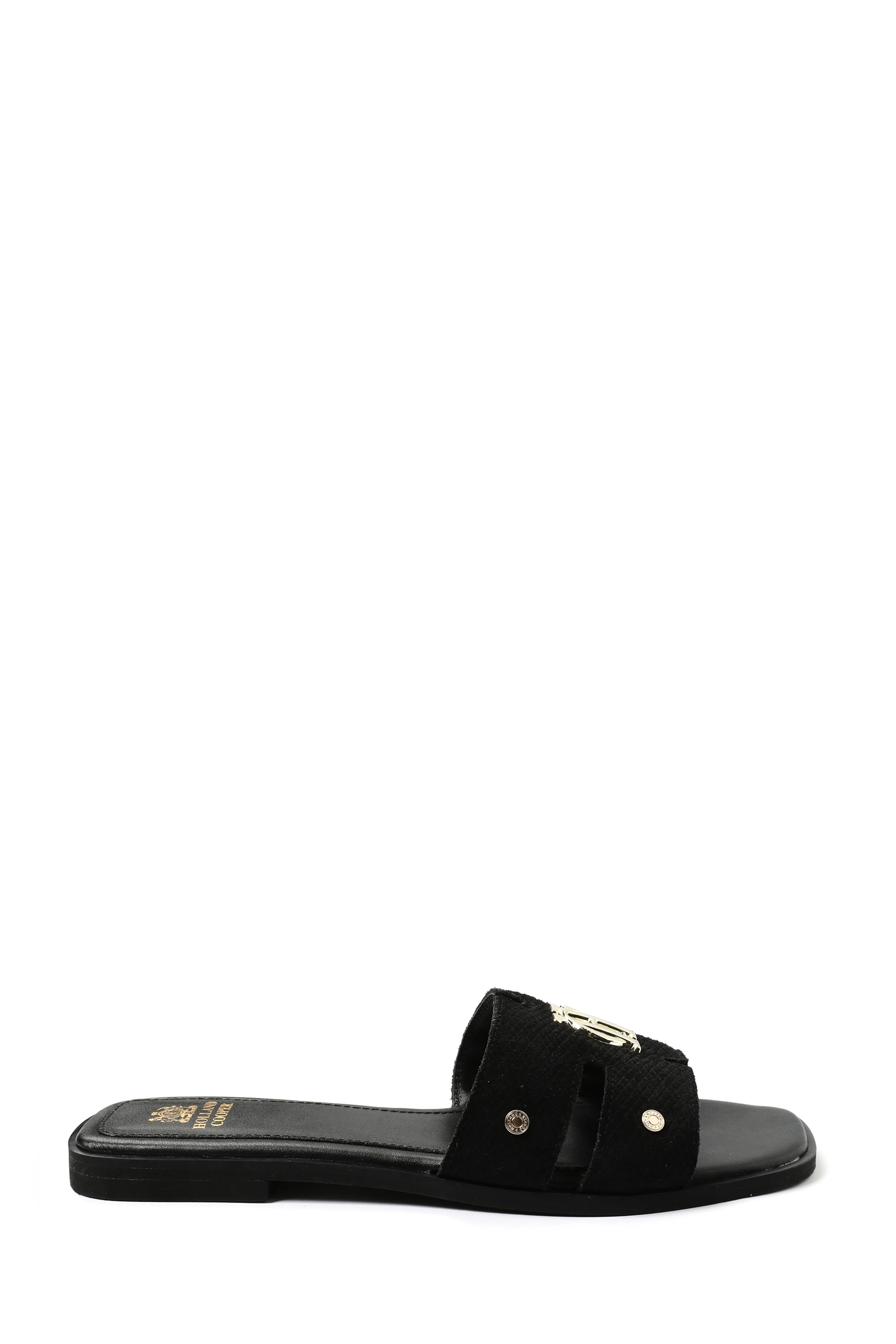 Monogram Slides (Black Suede)