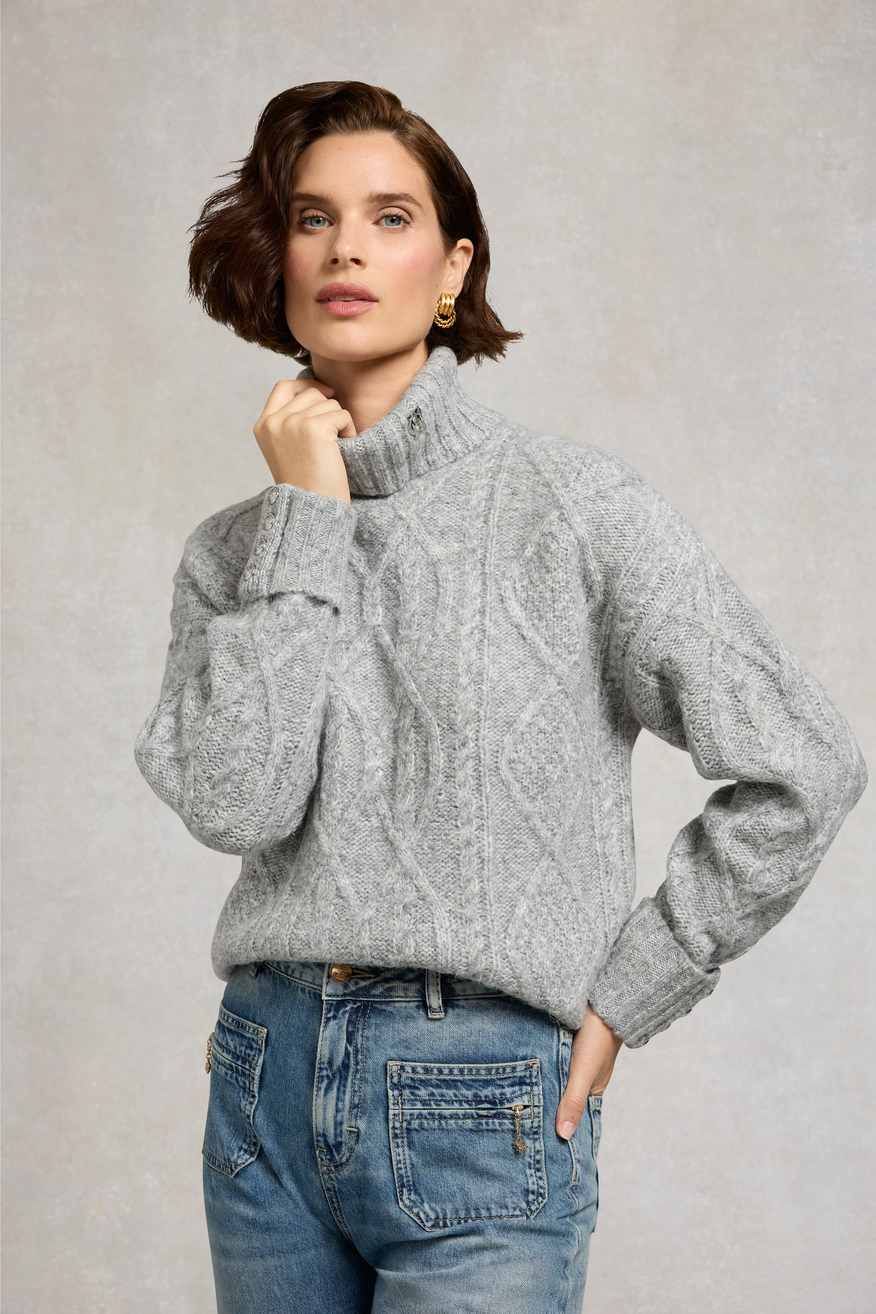 Noveli Roll Neck Knit (Light Grey) - Image 2