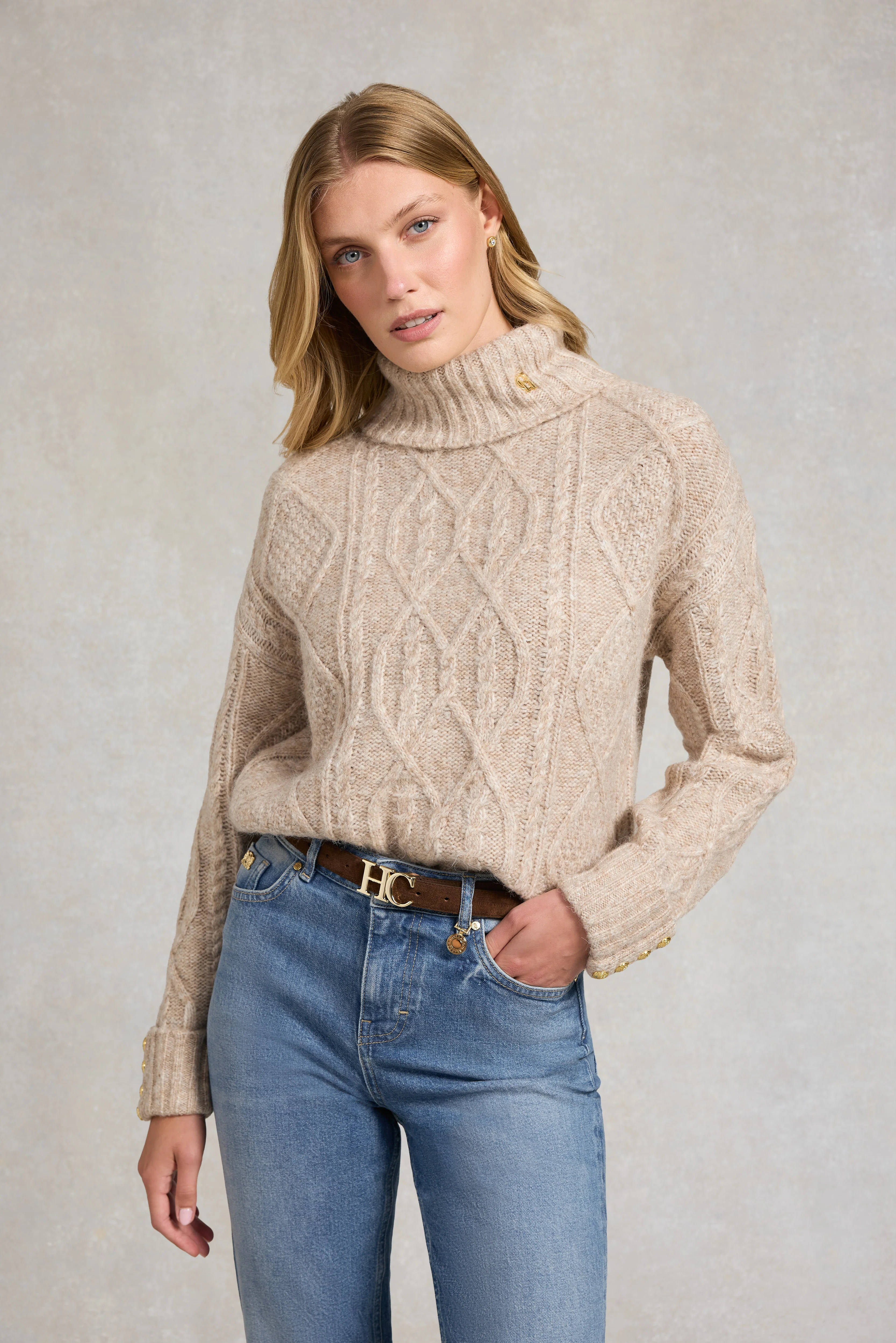 Noveli Roll Neck Knit (Taupe) - Image 2