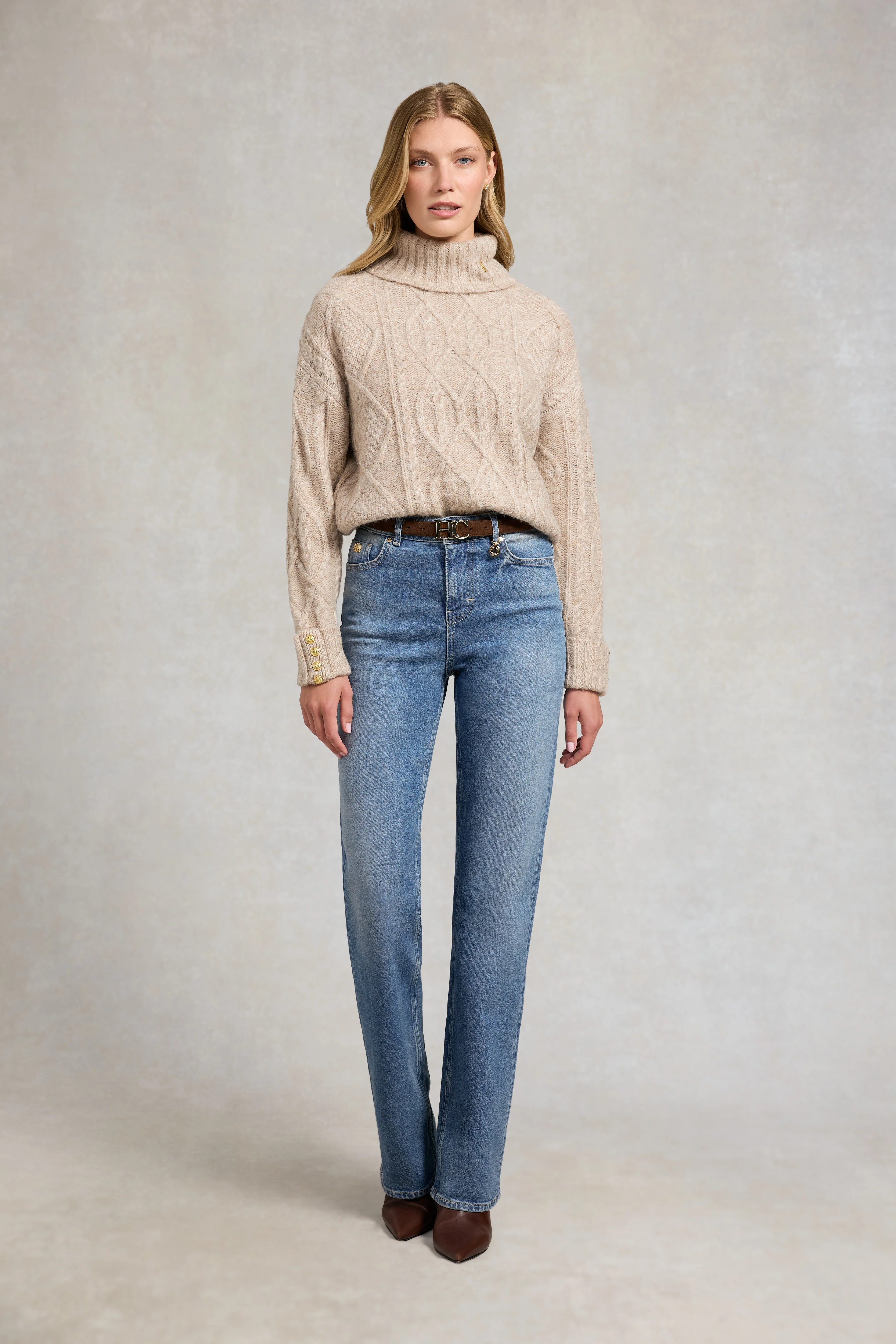 Noveli Roll Neck Knit (Taupe) - Image 5