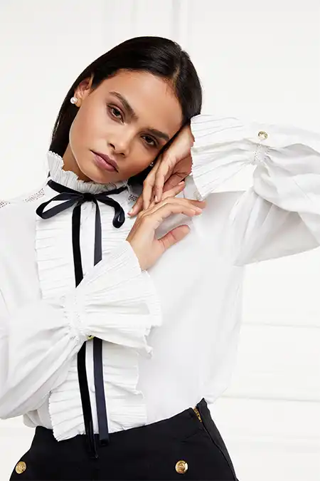 Olivia Tie Shirt (White) - Image 5