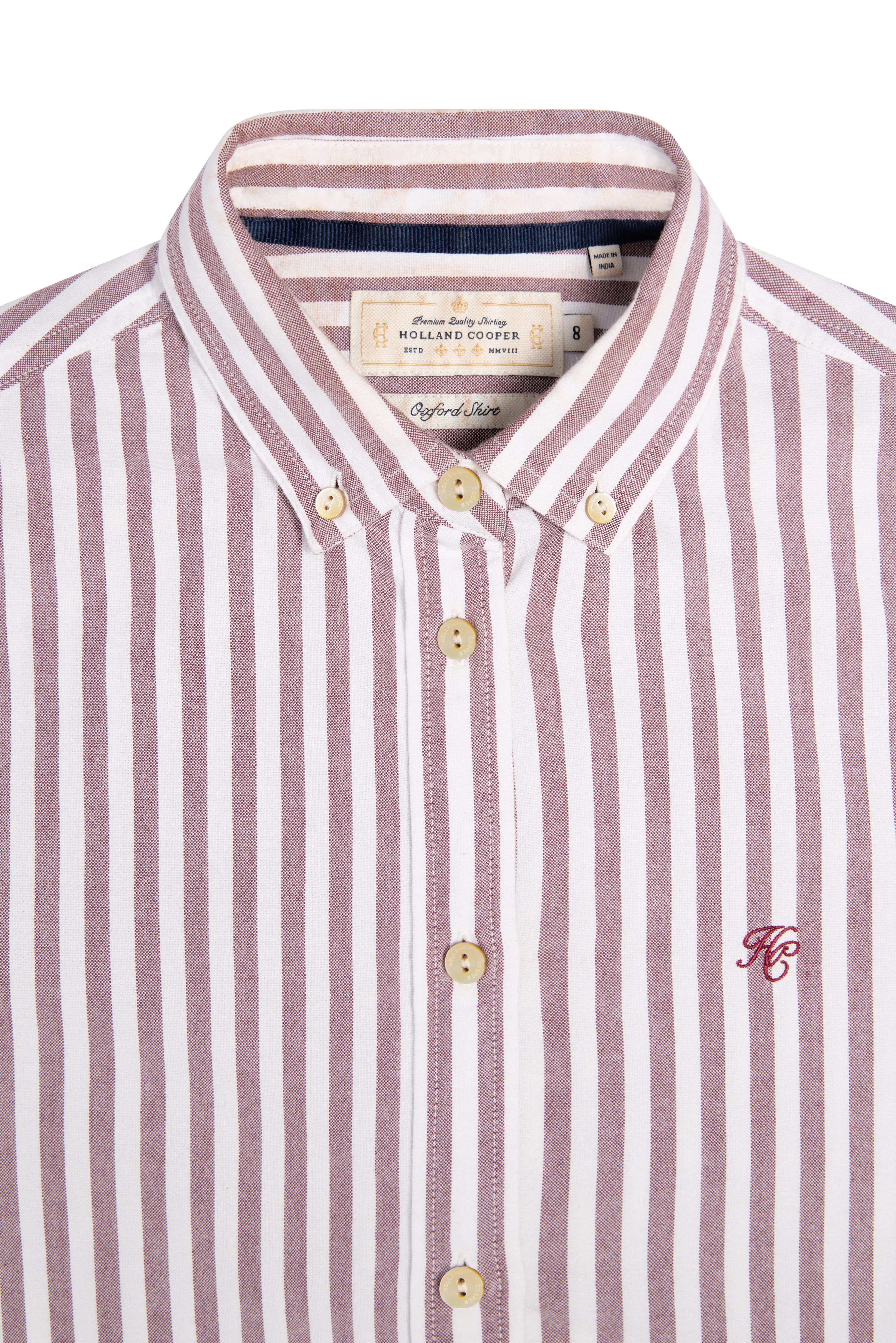 Oxford Shirt (Burgundy Stripe) - Image 8