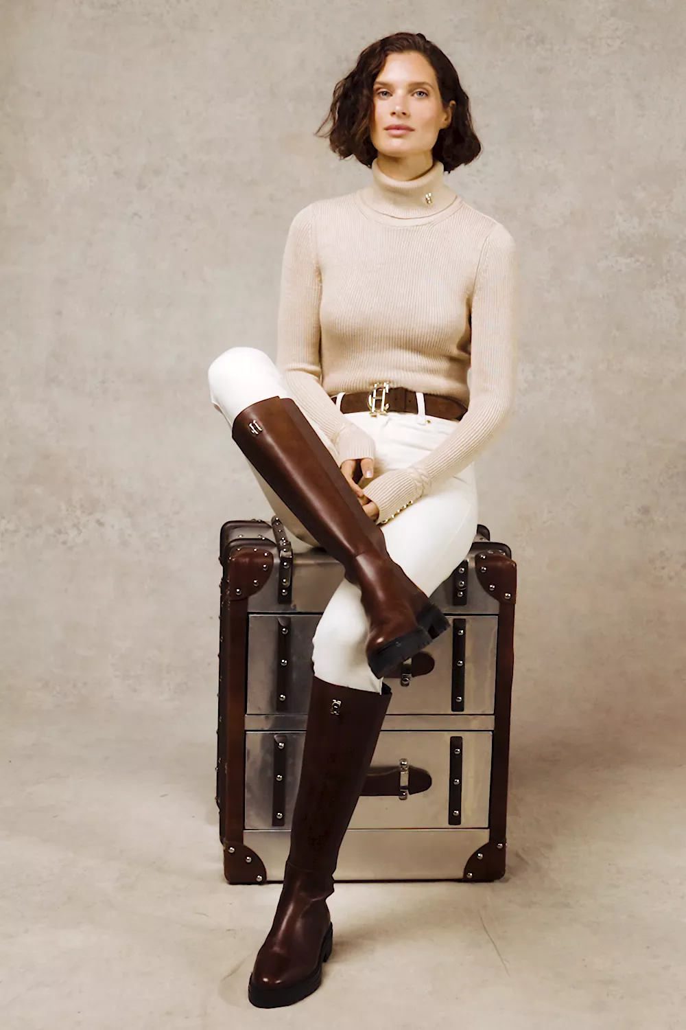 Painswick Roll Neck Knit (Biscuit) - Image 5