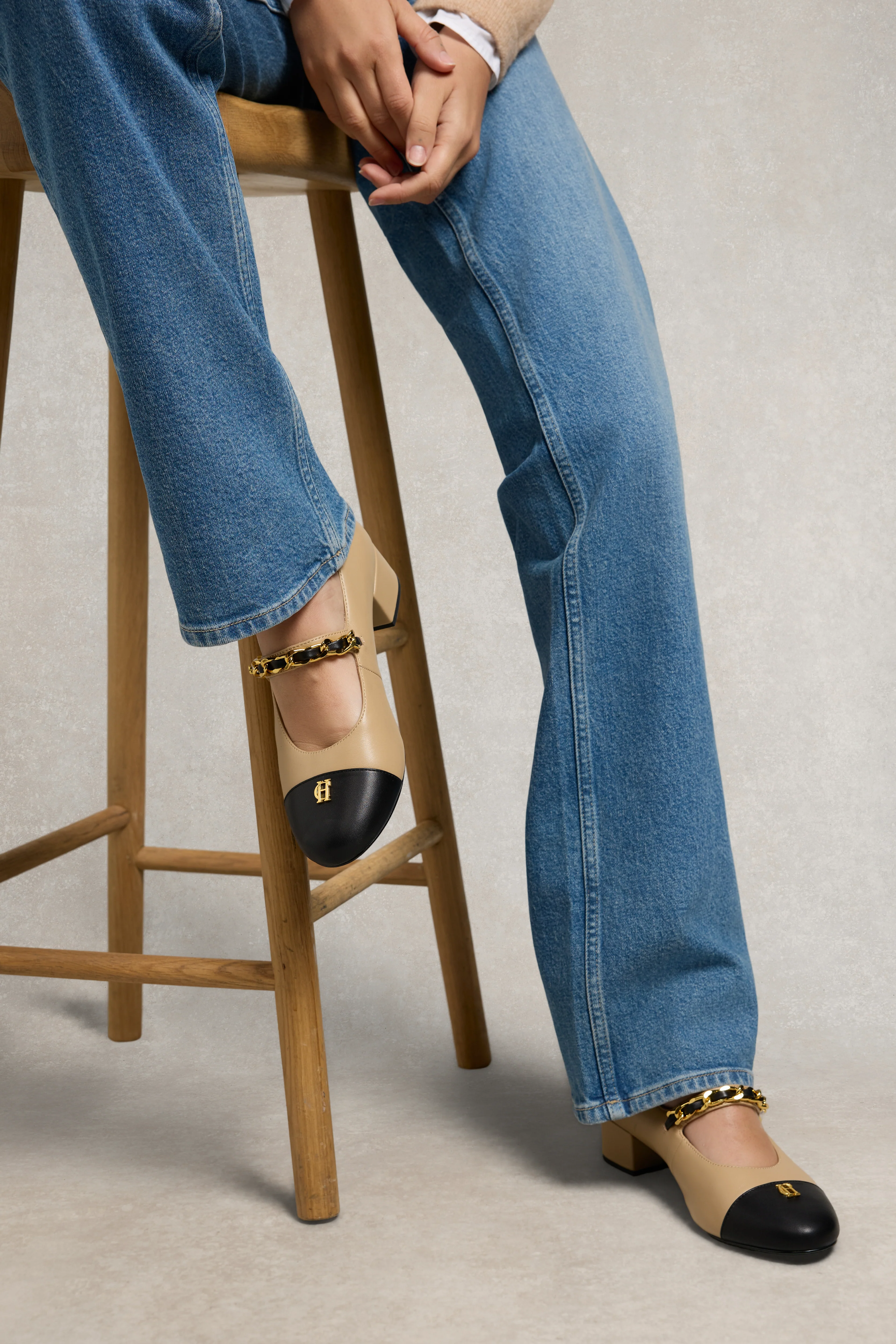 Pearl Ballet Mid Heel (Nude Black Leather) - Image 2