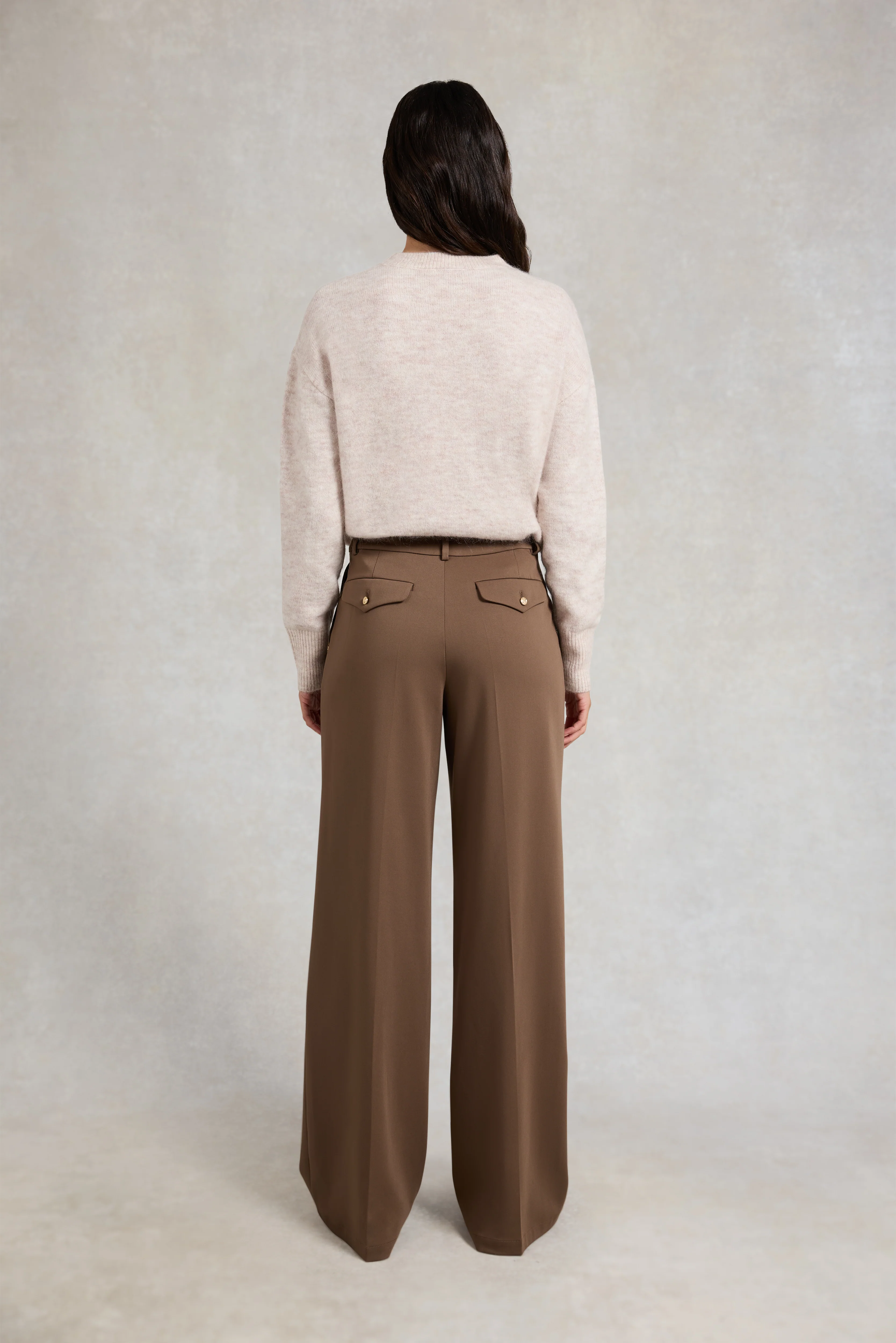 Pleated Wide Leg Trouser (Mocha) - Image 4