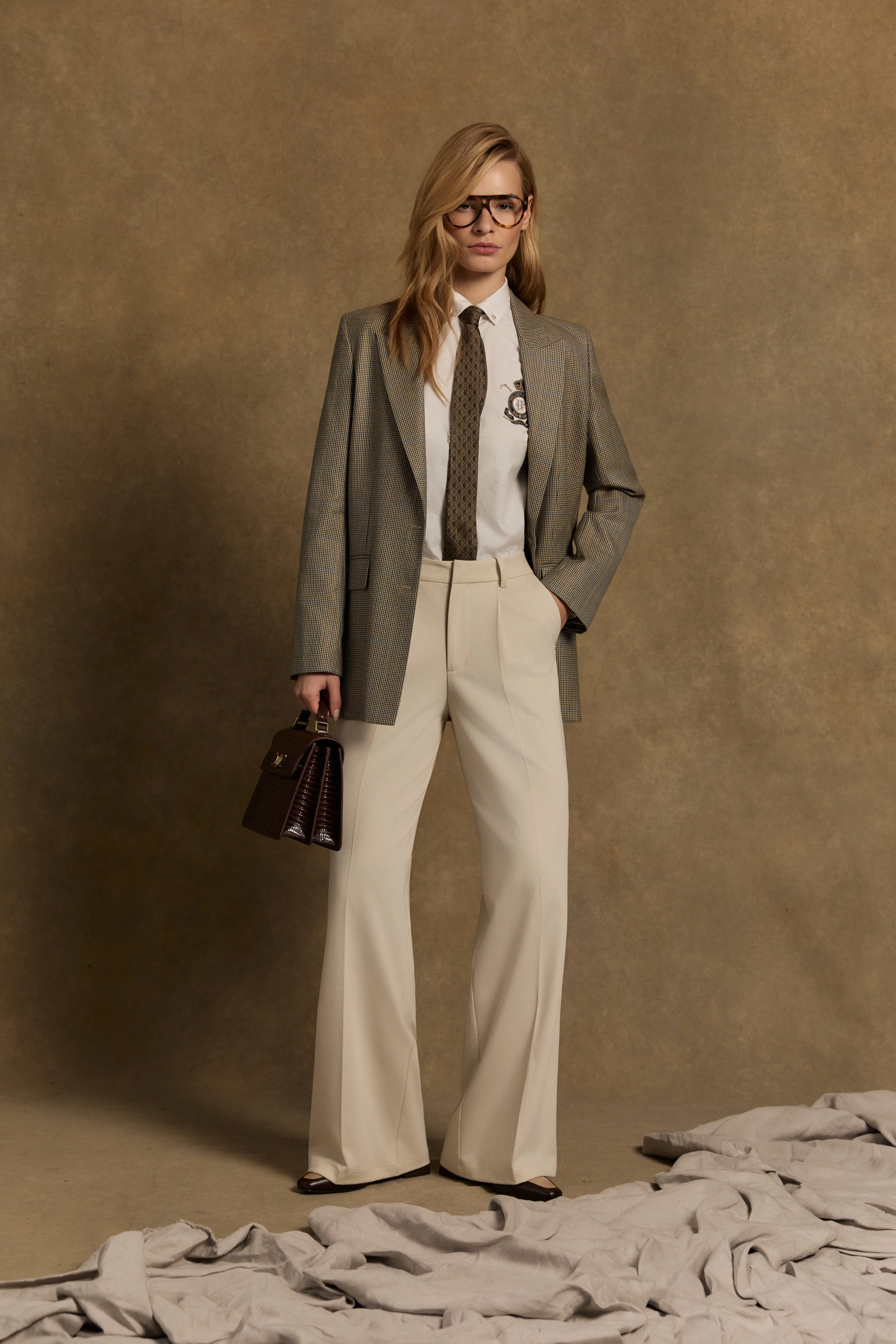 Pleated Wide Leg Trouser (Stone) - Image 2
