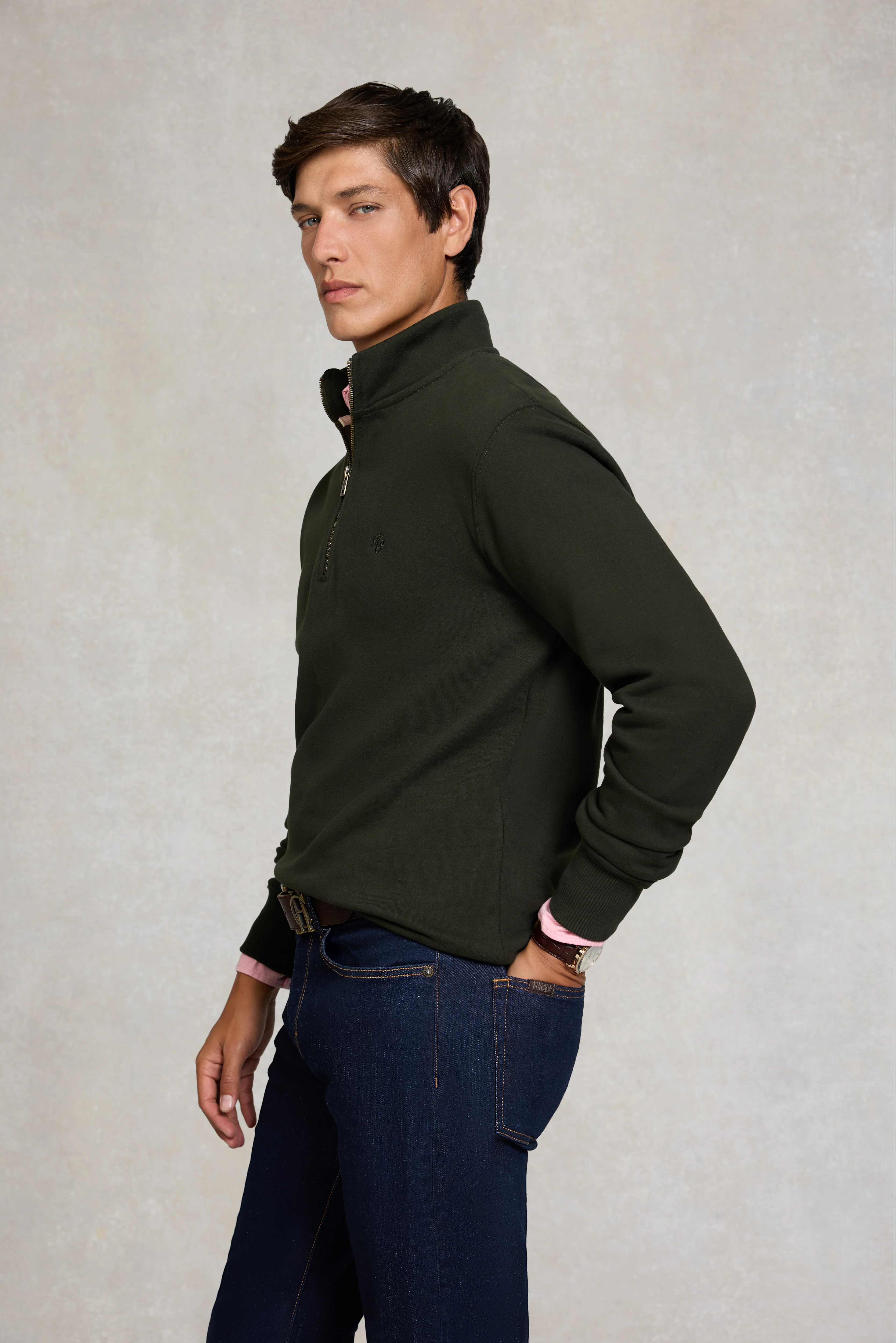 Men's Quarter Zip Sweat (Racing Green) - Image 2