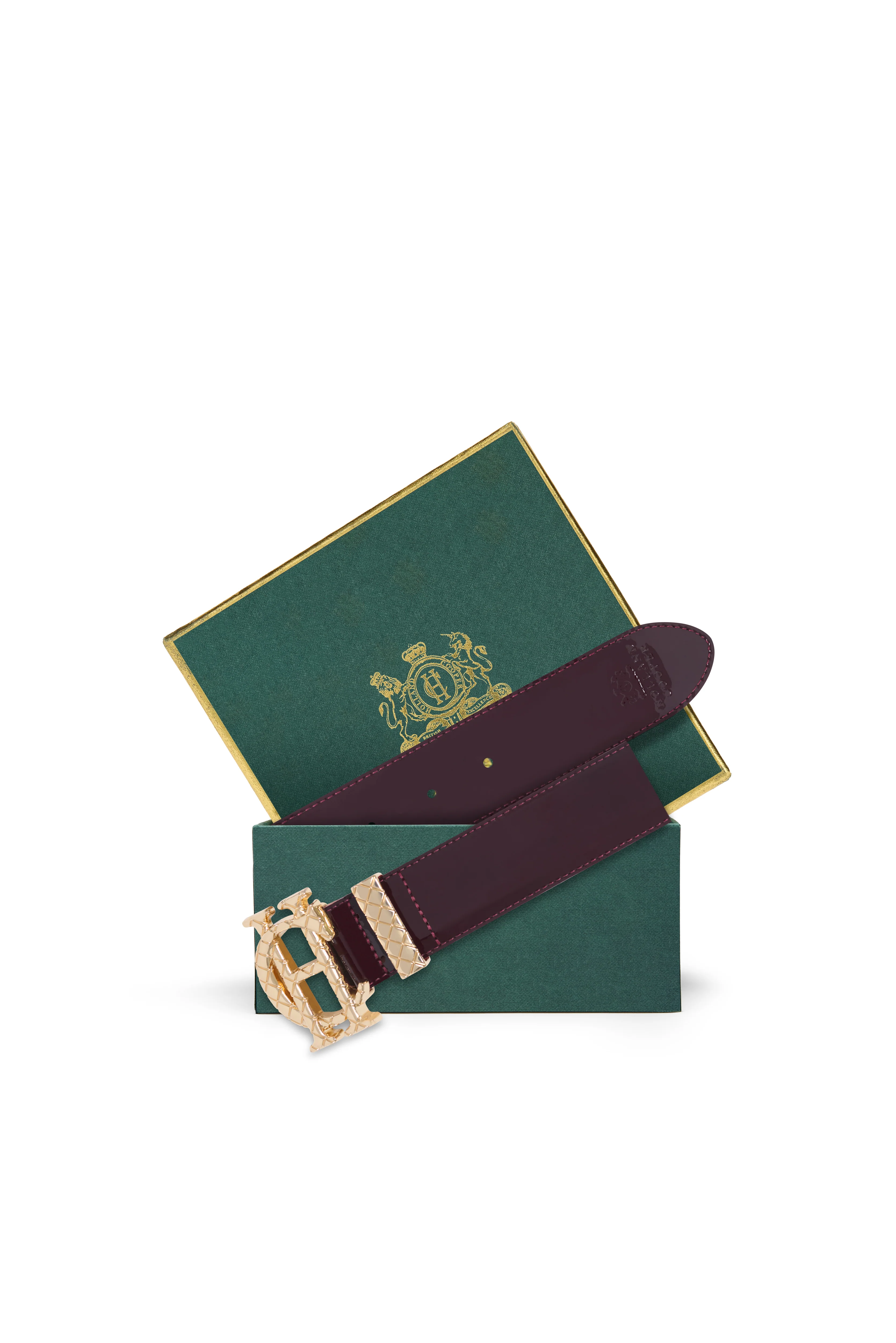 Quilted Classic Belt (Oxblood Patent)