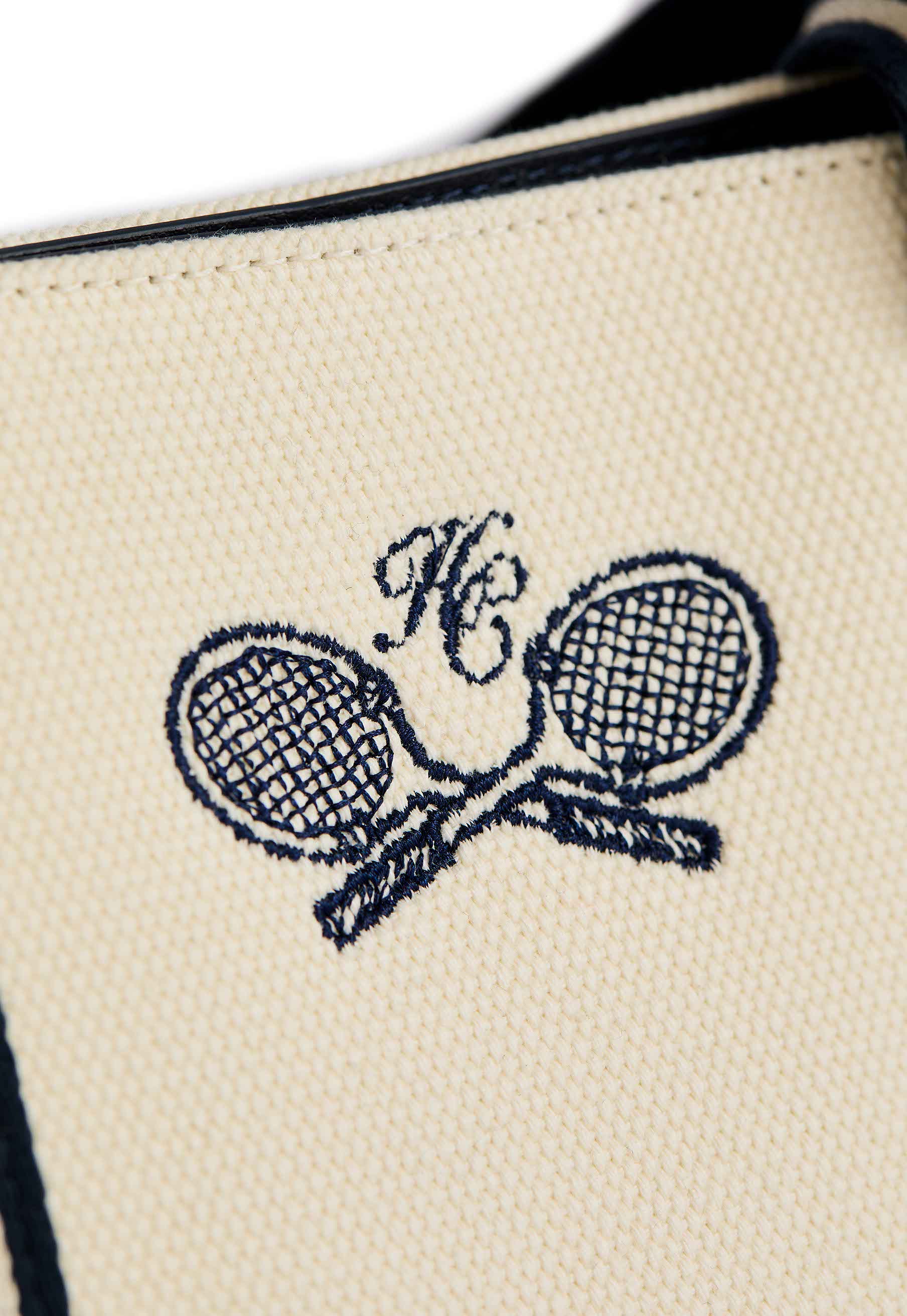 Racquets Tote (Ecru Navy) - Image 7