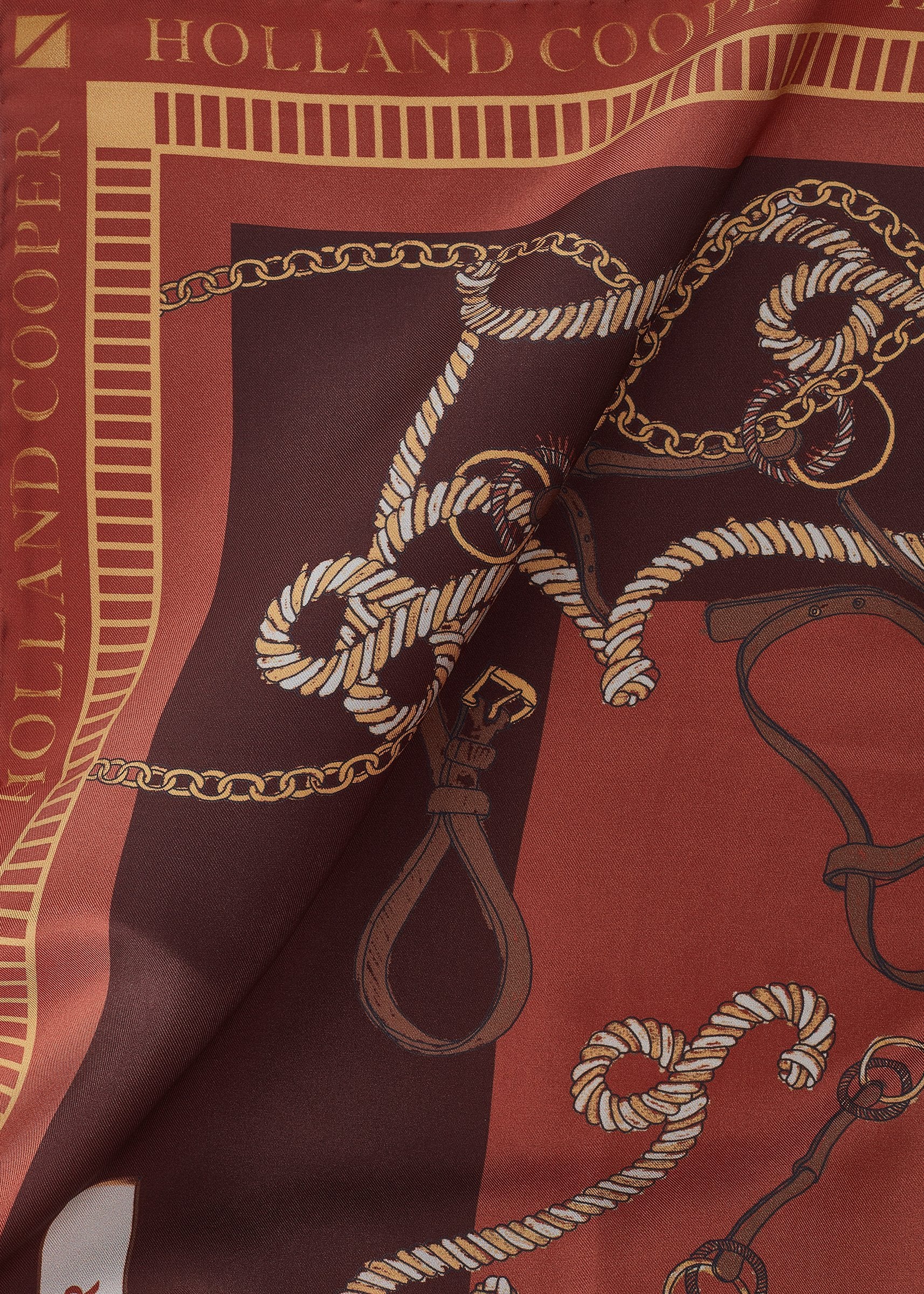 Regal Horse Silk Scarf (Caramel) - Image 4
