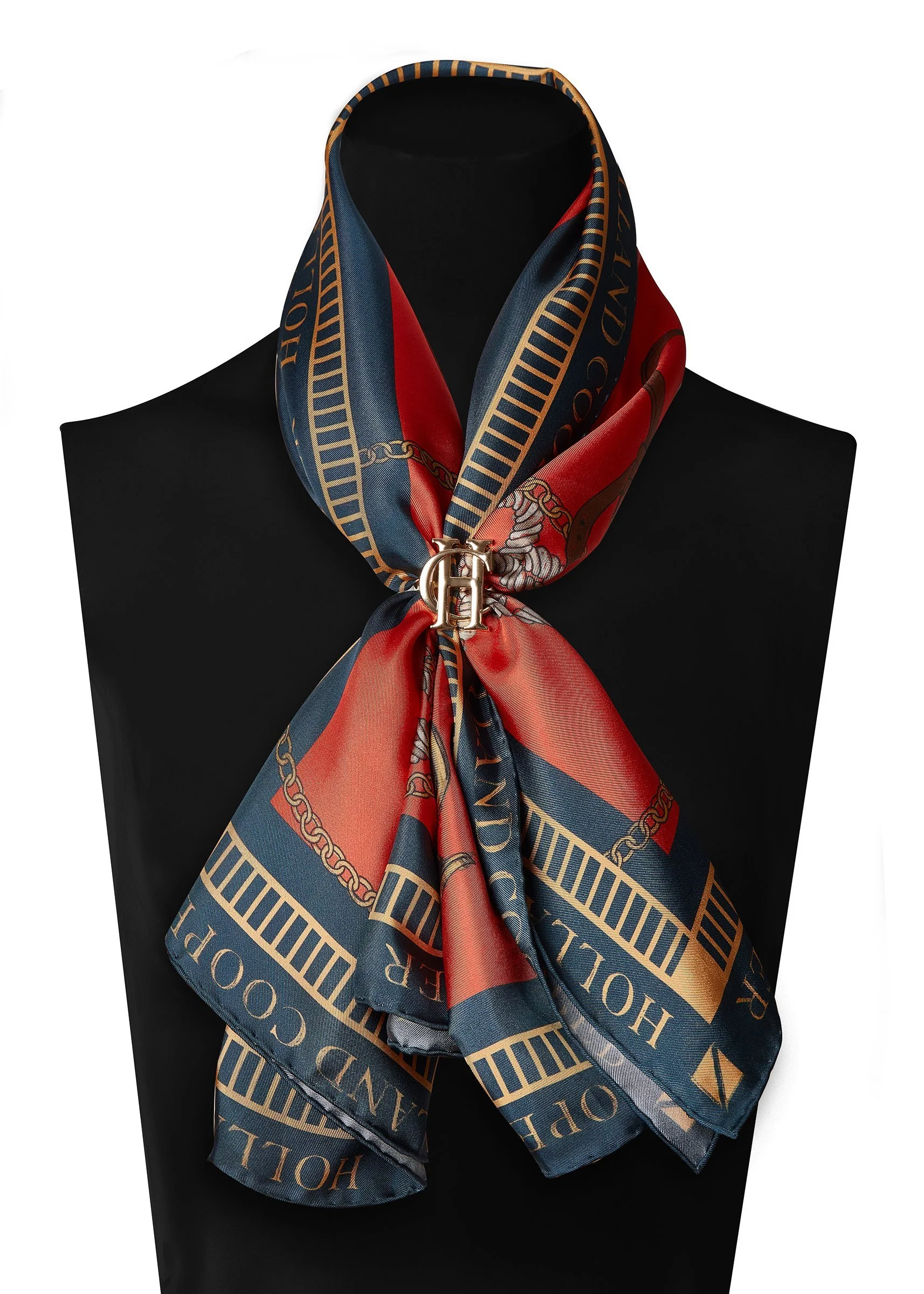 Regal Horse Silk Scarf (Ink Navy Neroli) - Image 4
