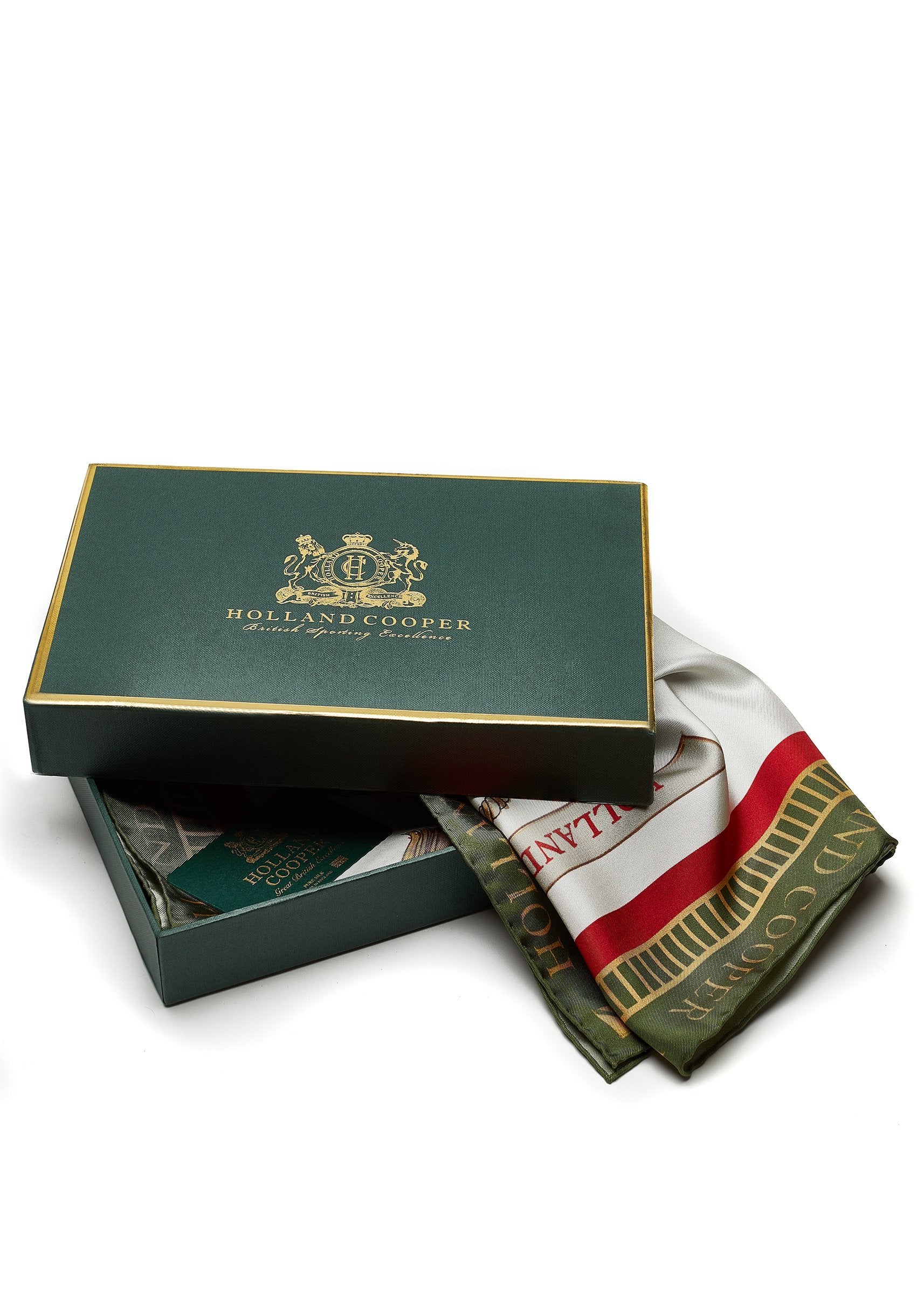 Regal Horse Silk Scarf (Racing Green Heritage Red) - Image 4