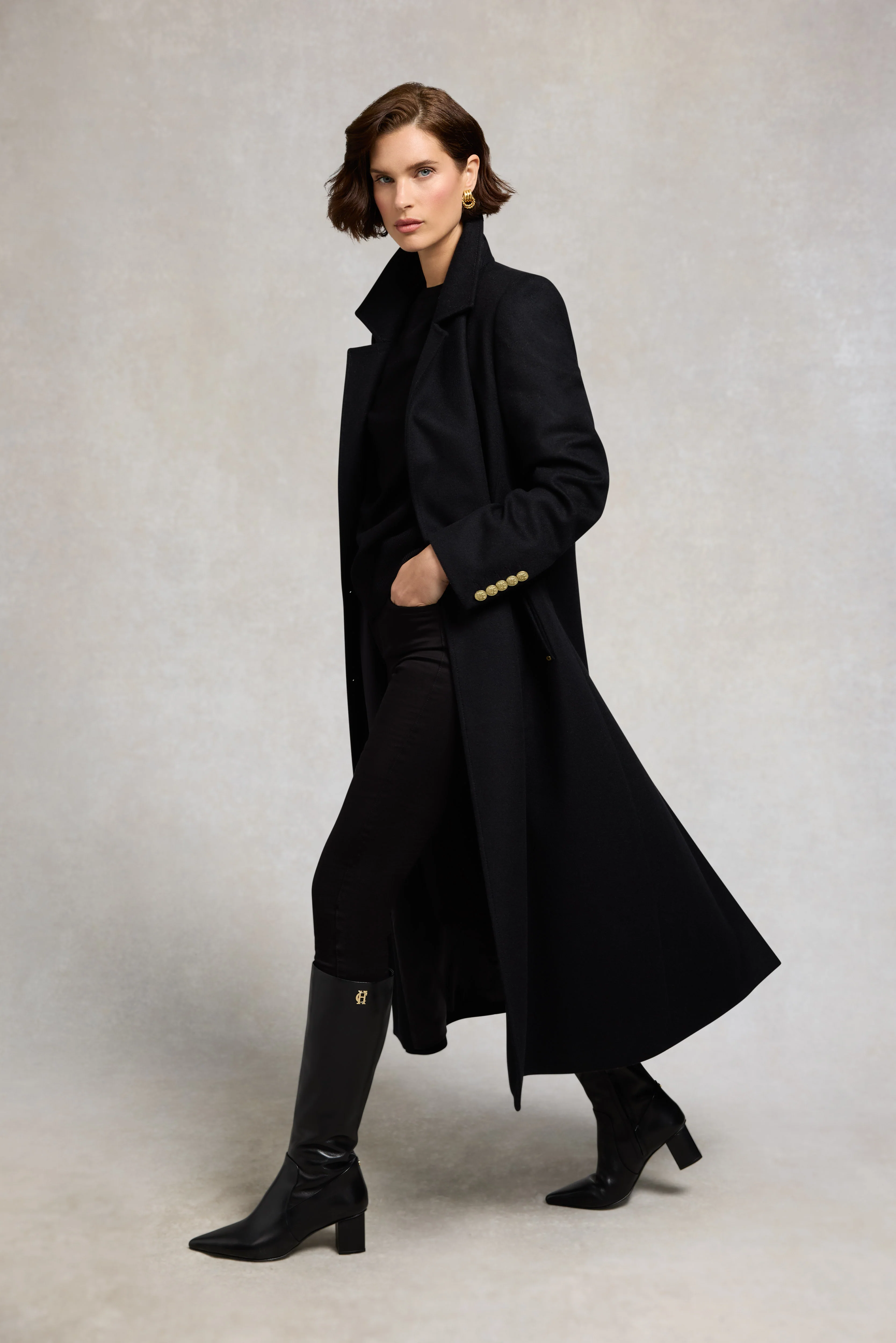 Regency Mid Heel Knee Boot (Black) - Image 4