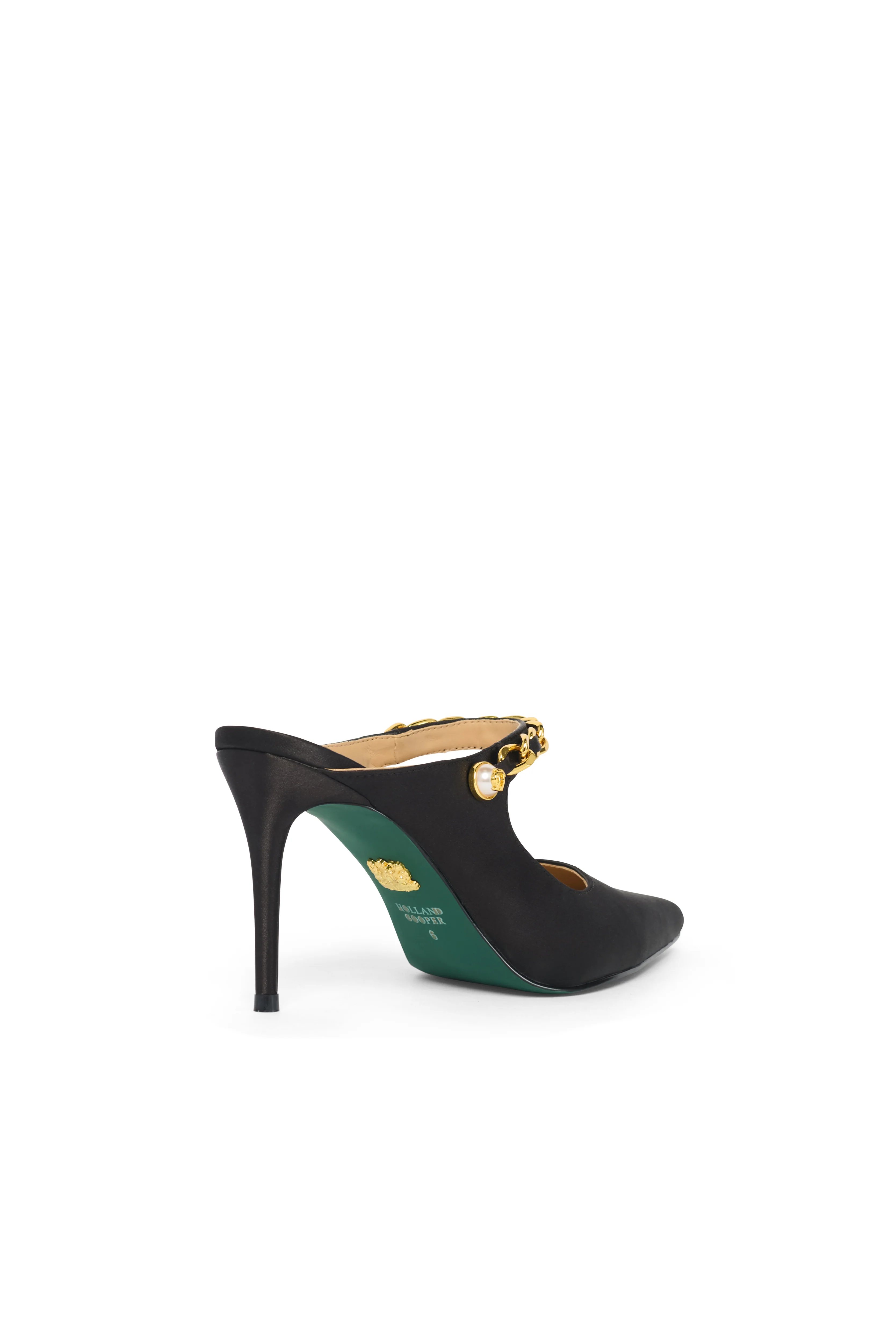 Regency Satin Pearl Stiletto (Black Satin) - Image 5