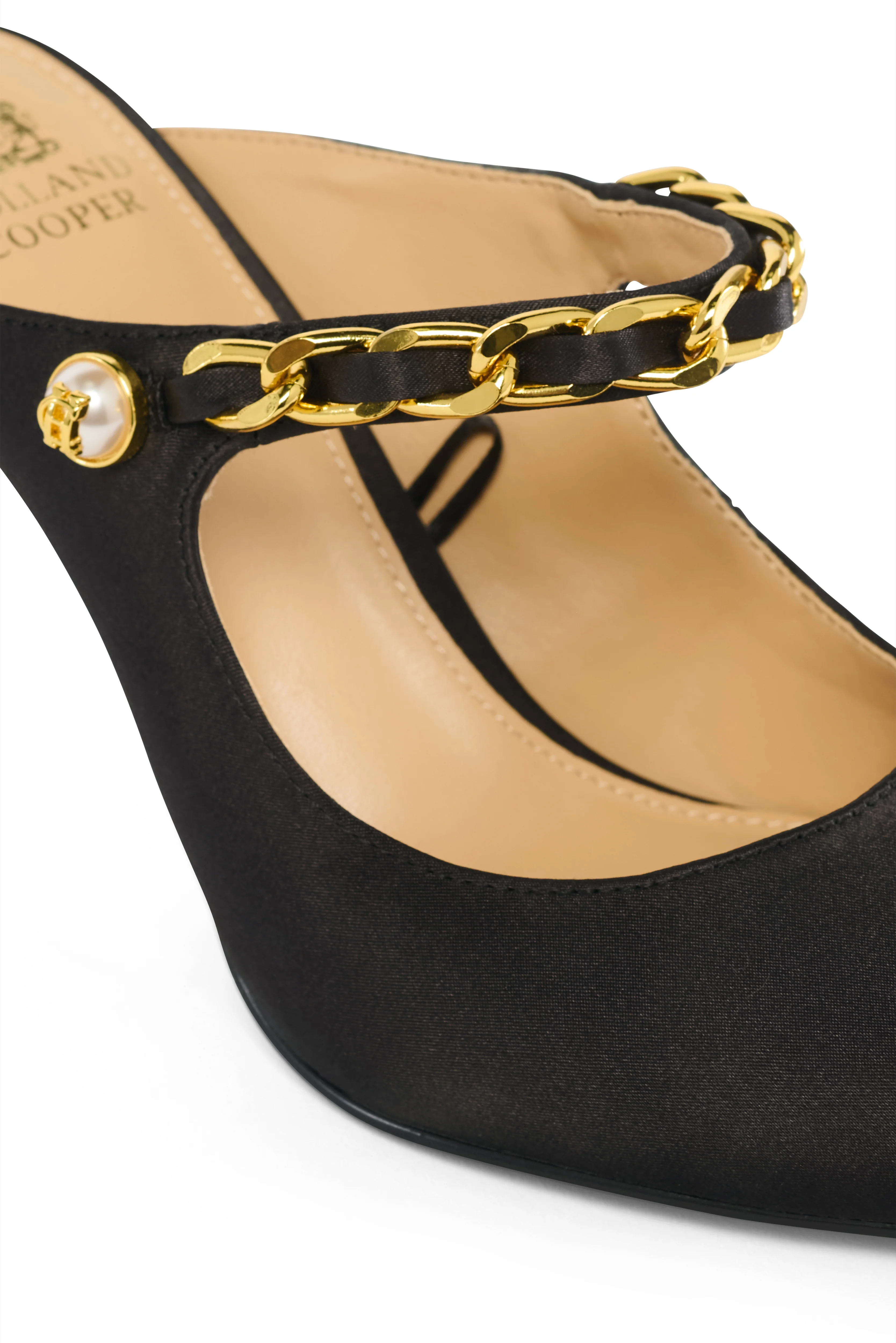 Regency Satin Pearl Stiletto (Black Satin) - Image 6