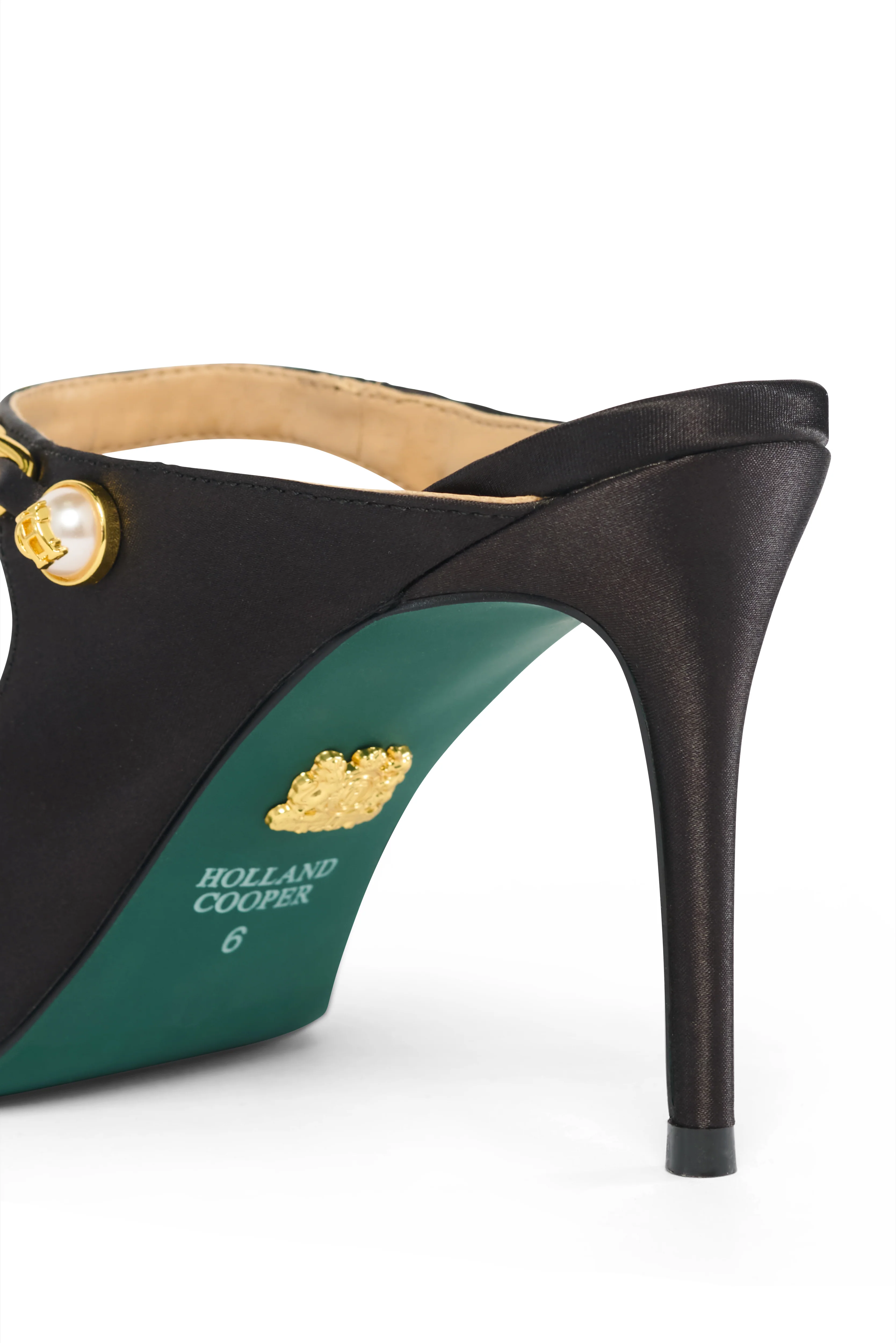 Regency Satin Pearl Stiletto (Black Satin) - Image 7