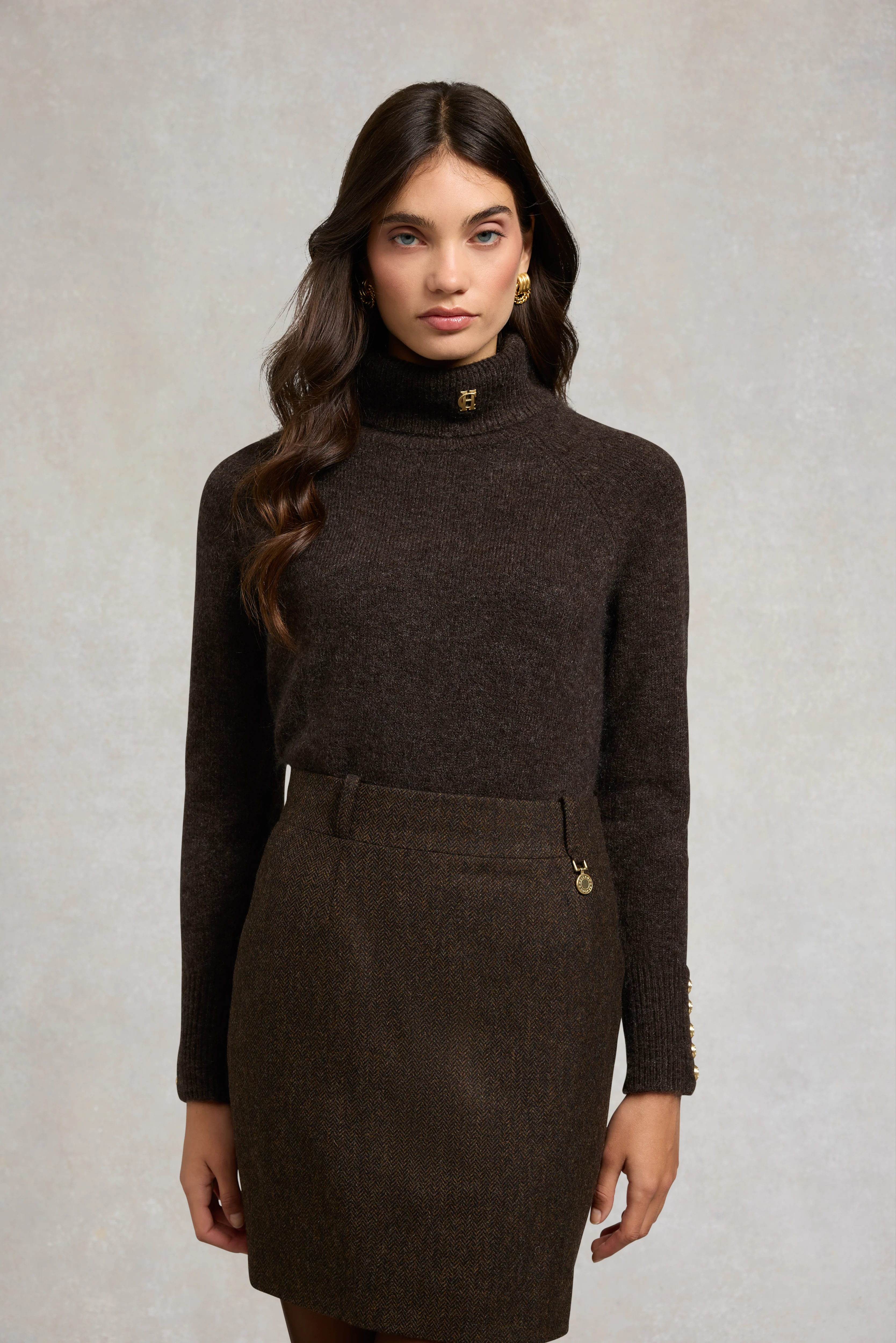 Regency Skirt (Chocolate Herringbone)