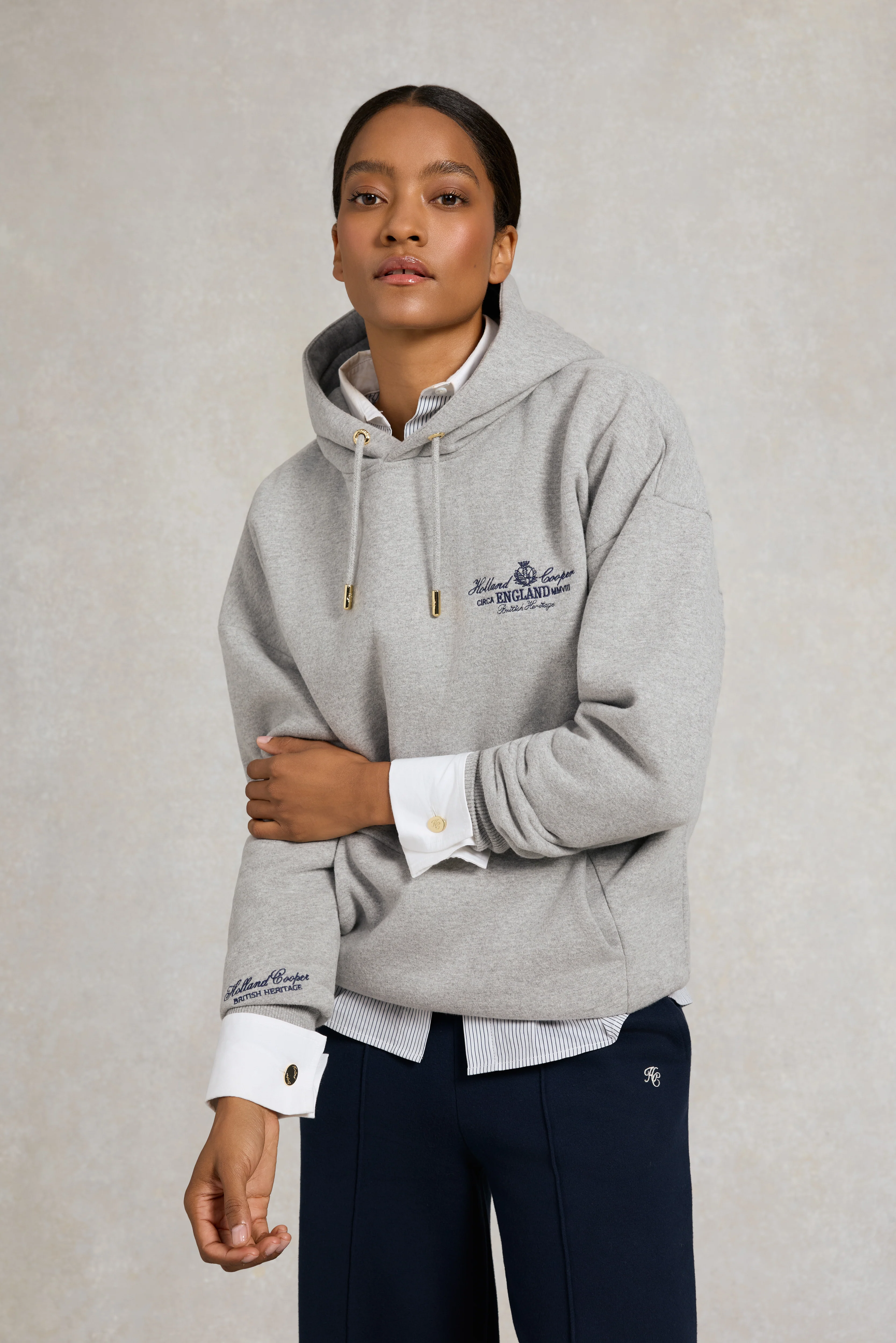 Relaxed Fit Script Hoodie (Grey Marl) - Image 2