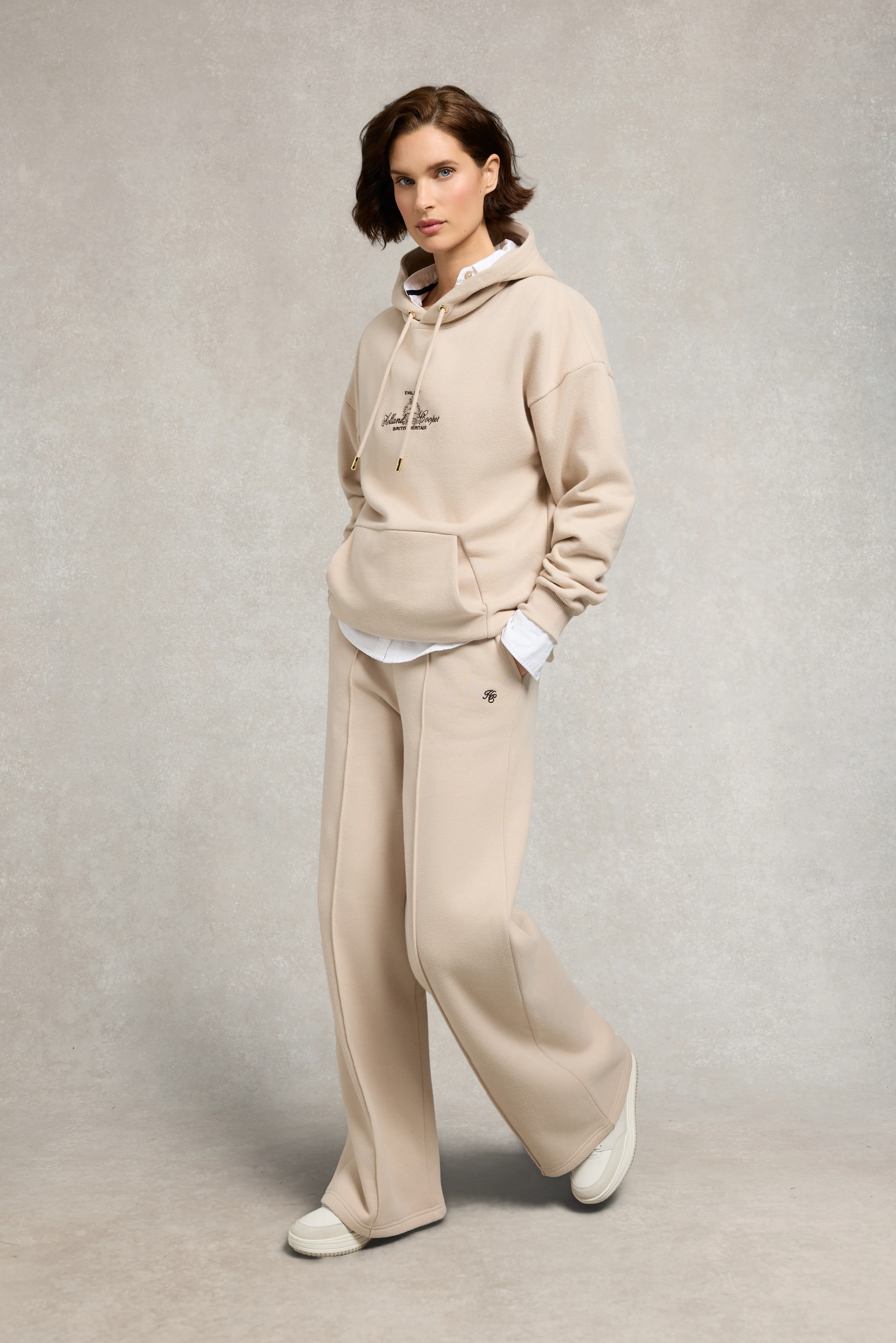 Relaxed Fit Script Hoodie (Stone) - Image 2