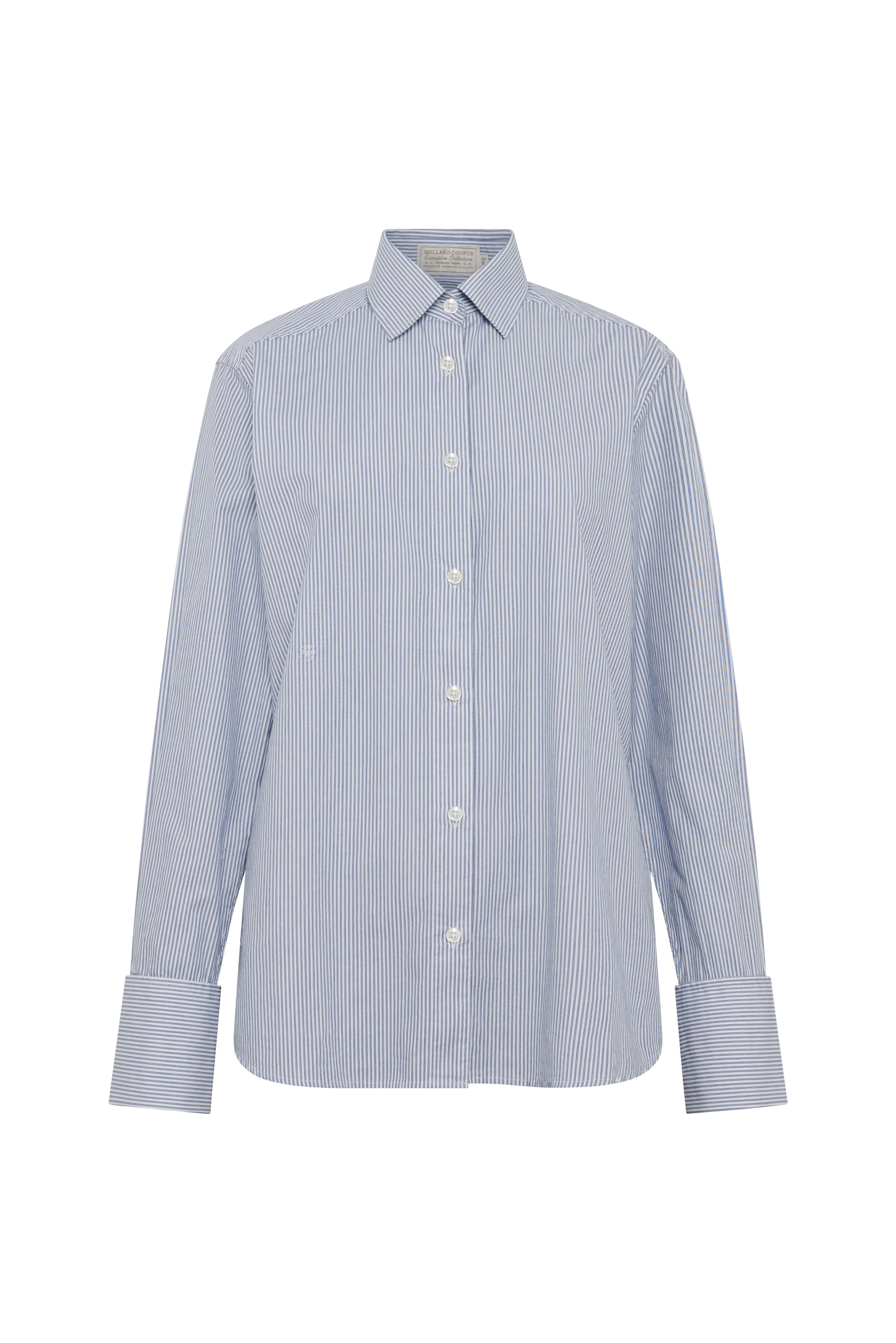 Relaxed Fit Shirt (Fine Navy Double Stripe) - Image 5
