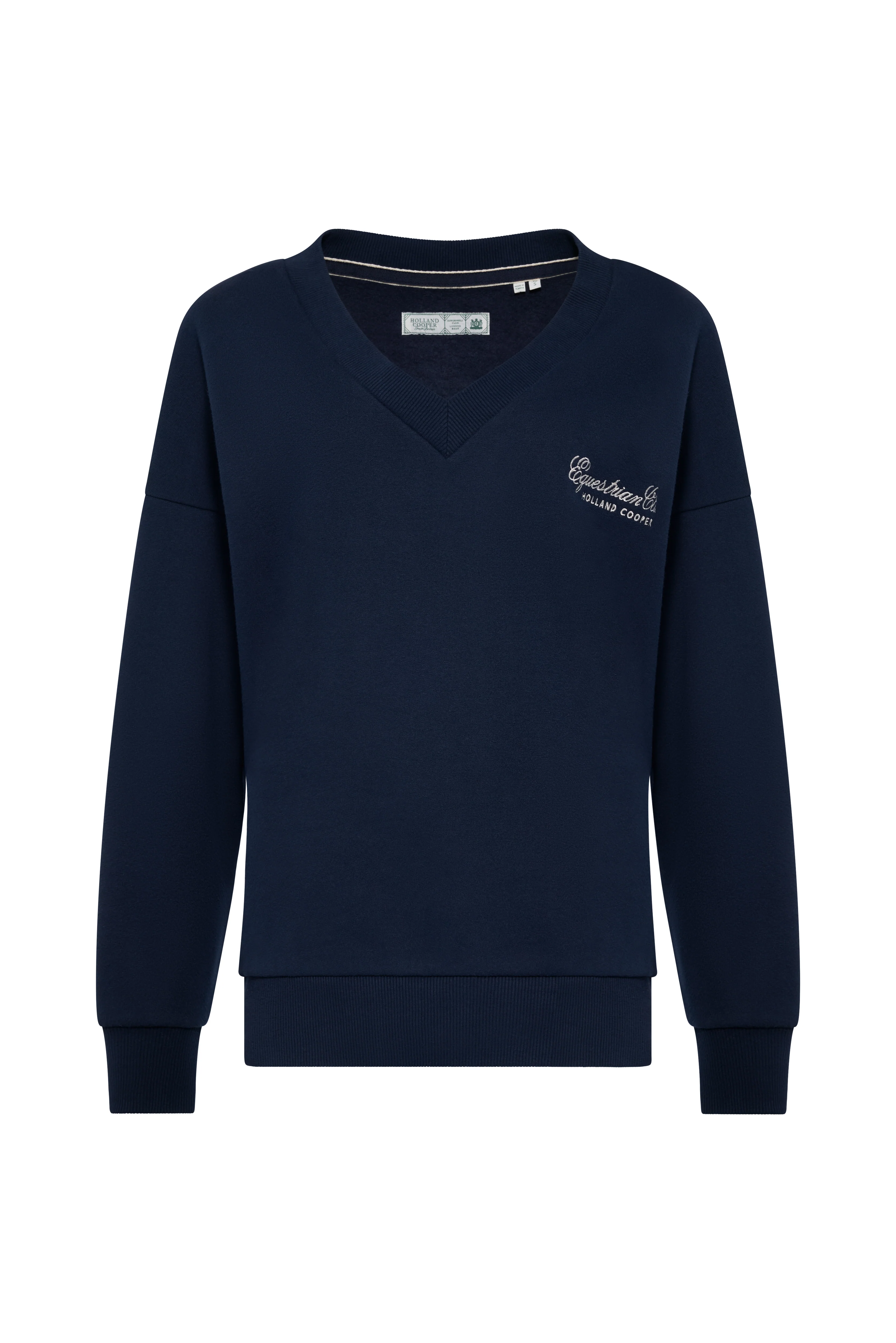 Relaxed Fit V-Neck Sweat (Ink Navy Ecru) - Image 4